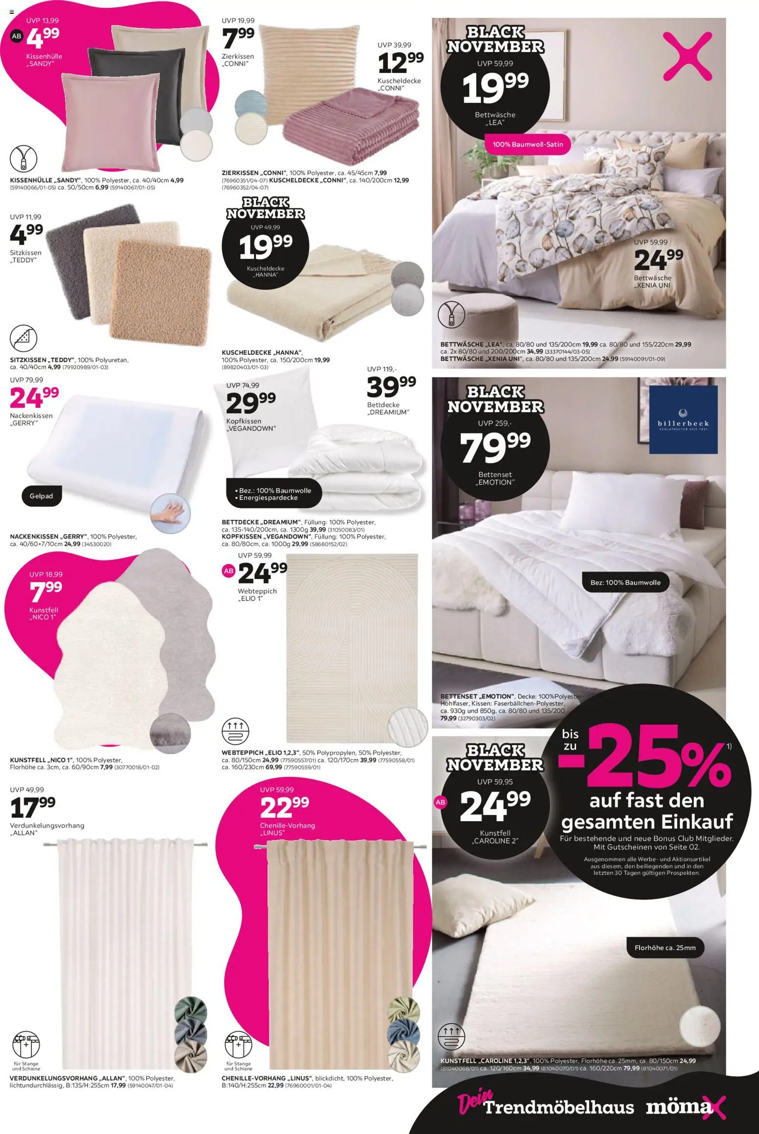 Mömax - Black Friday – gültig ab 03.11.2025 | Seite: 7 | Produkte: Kissen, Bettdecke, Kopfkissen, Bettenset