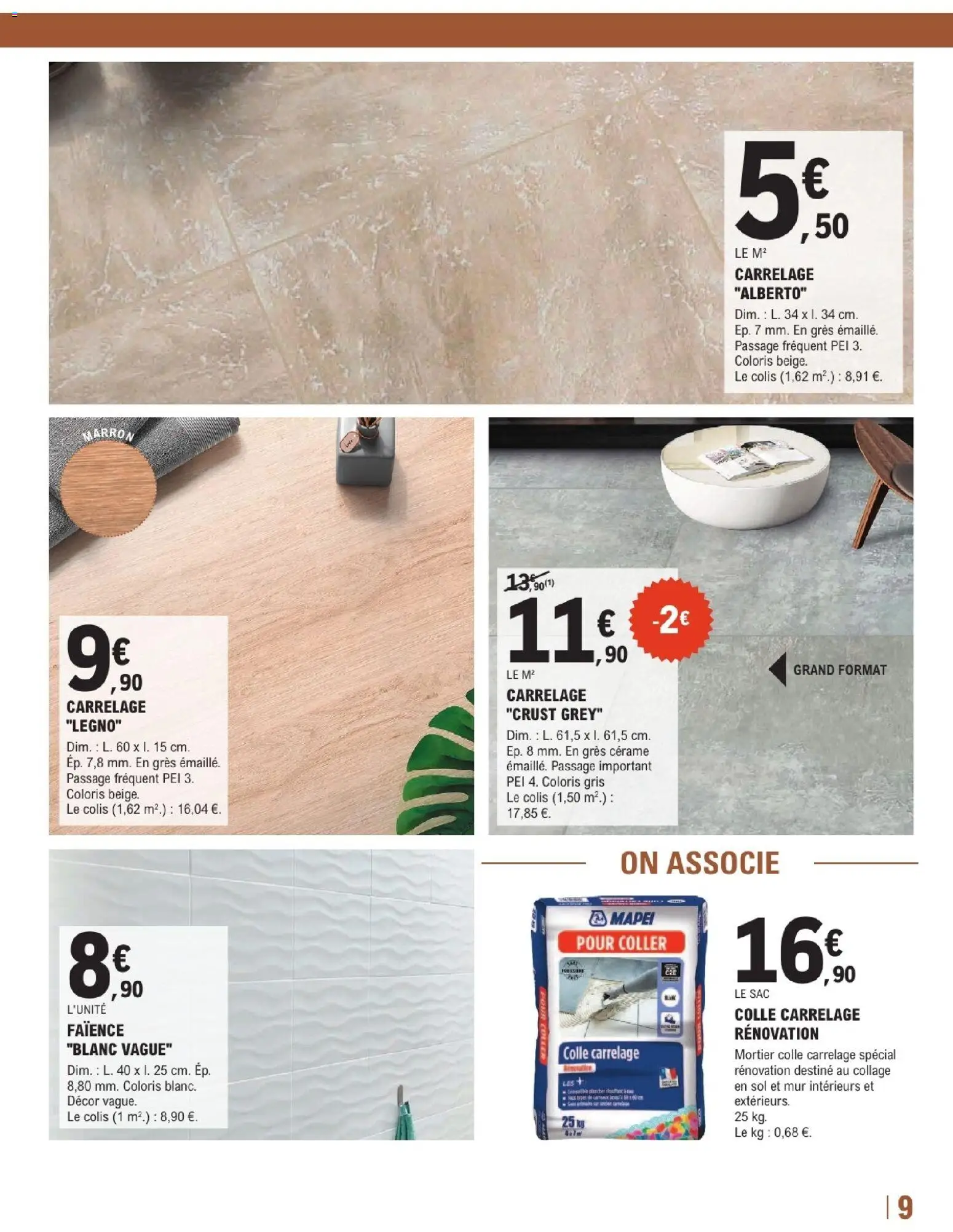 {H1} | Page: 9 | Produits: Sac, Mortier, Colle