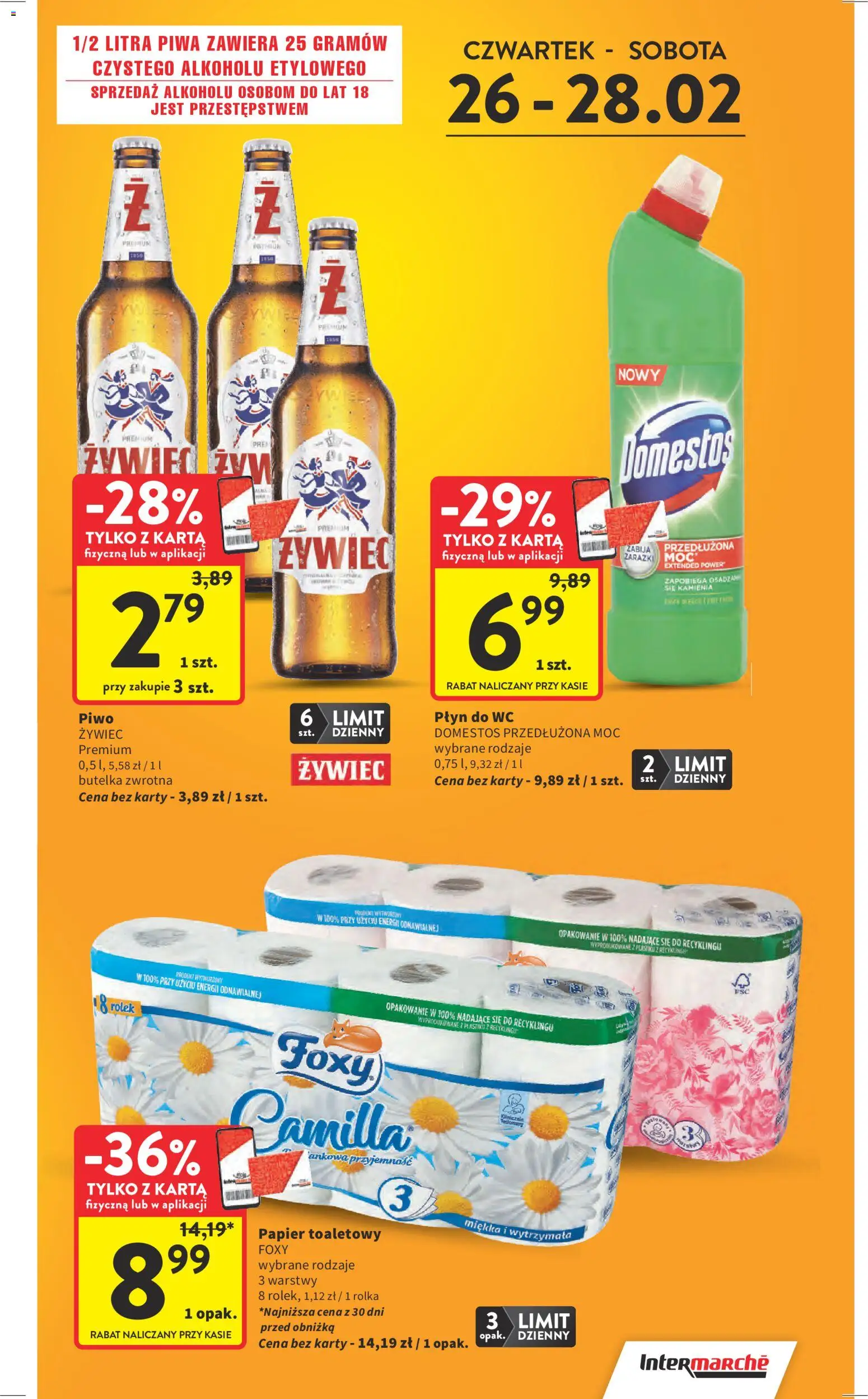 Intermarche Gazetka od 26.02.2026 | Strona: 5 | Produkty: Karta, Papier toaletowy, Domestos, Piwo