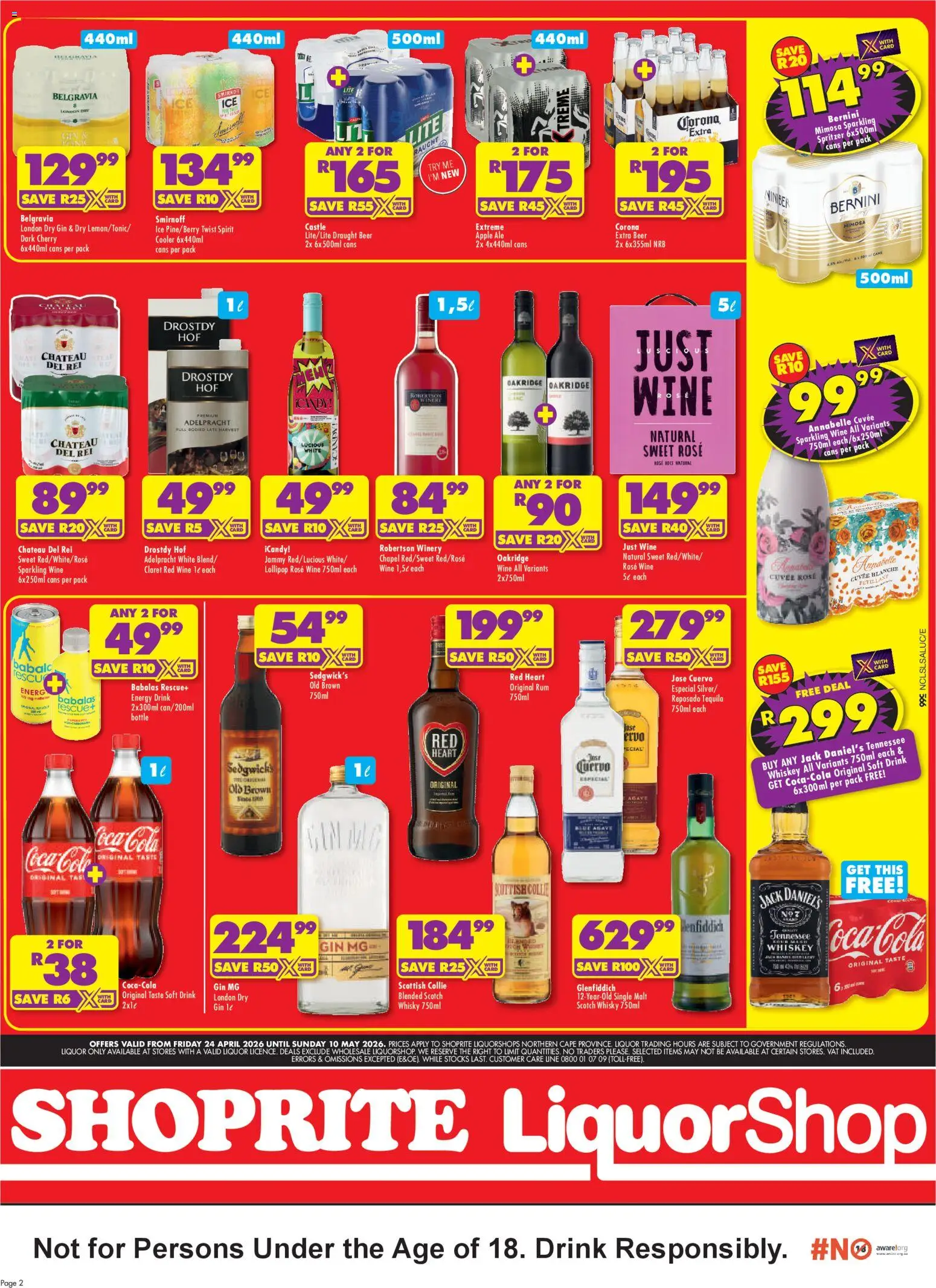 New Shoprite catalogue – valid from 24.04.2026 | Page: 2 | Products: Cooler, Wine, Beer, Gin