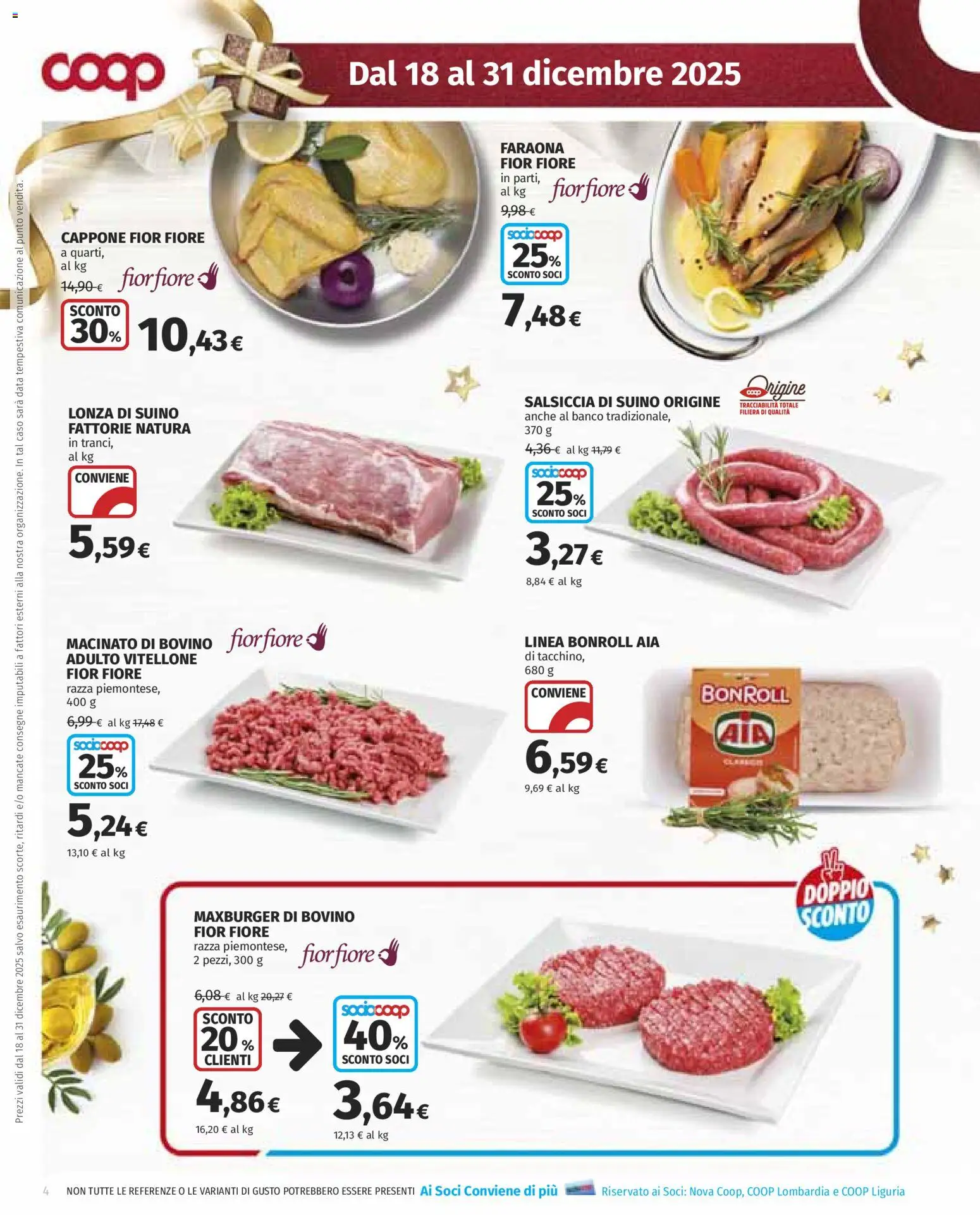 Volantino COOP del 18.12.2025 | Pagina: 4 | Prodotti: Bovino, Suino, Data, Macinato