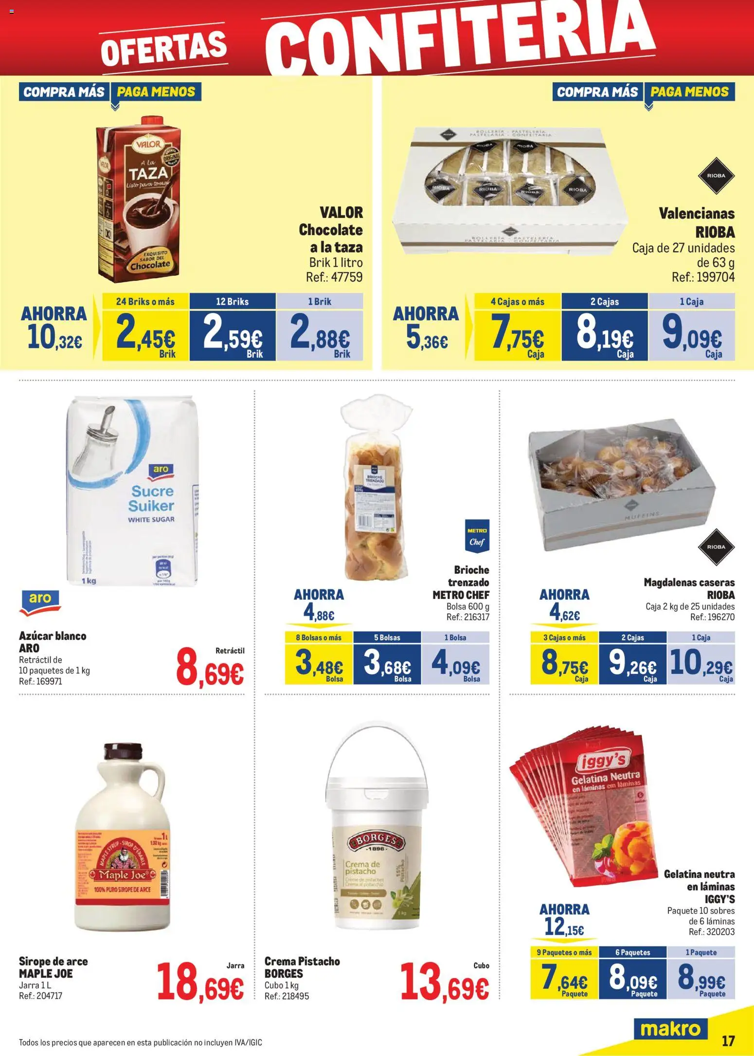 Makro - Precios Sur II │ válido desde el 06.01.2026 | Página: 17 | Productos: Gelatina, Crema, Magdalenas, Caja