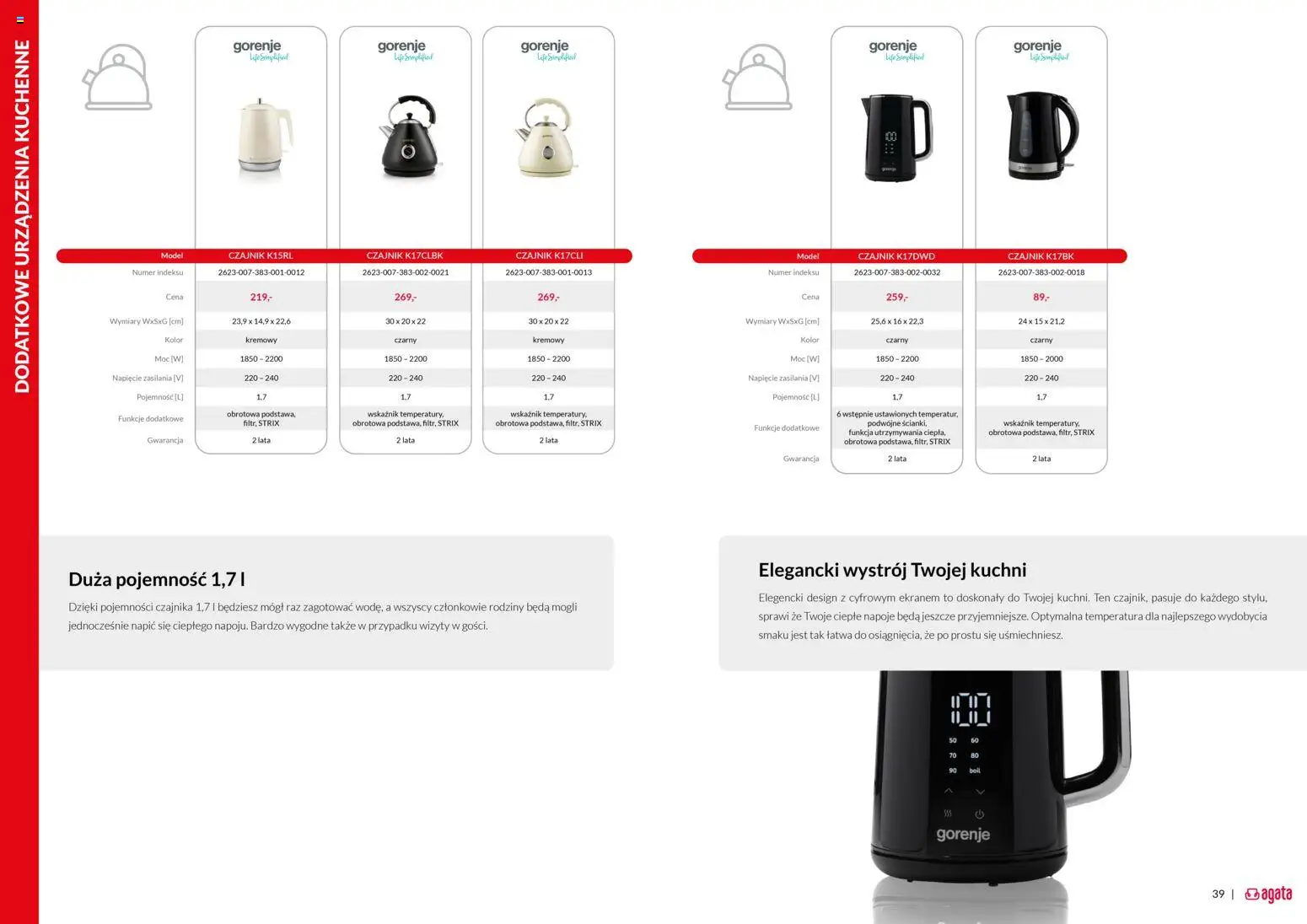 Salony Agata Gazetka - Gorenje od 05.12.2025 | Strona: 20 | Produkty: Czajnik, Napoje