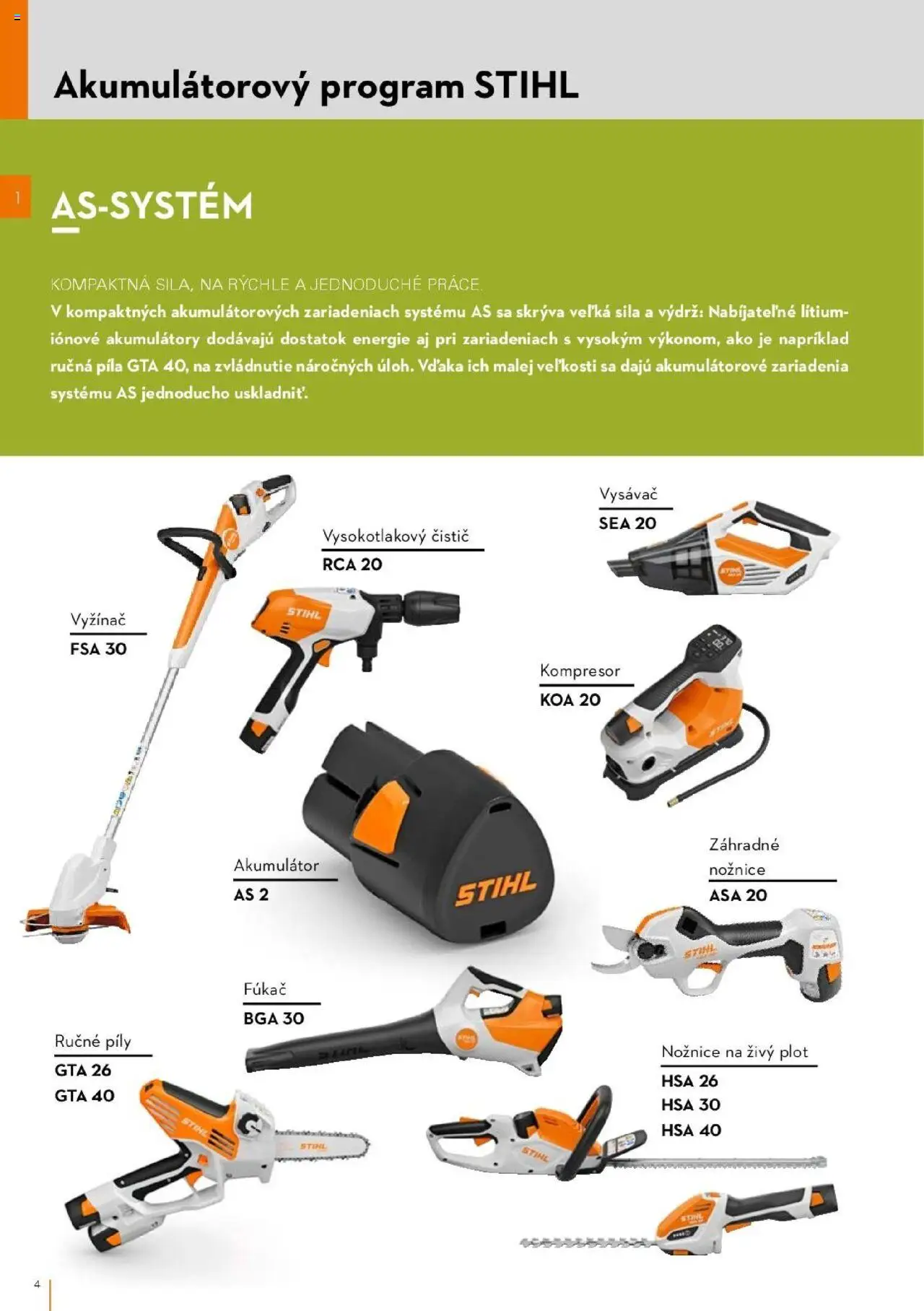 Nové STIHL akcie – leták je platný od 01.04.2025 | Strana: 4 | Produkty: Nožnice na živý plot, Kompresor, Píla, Akumulátor