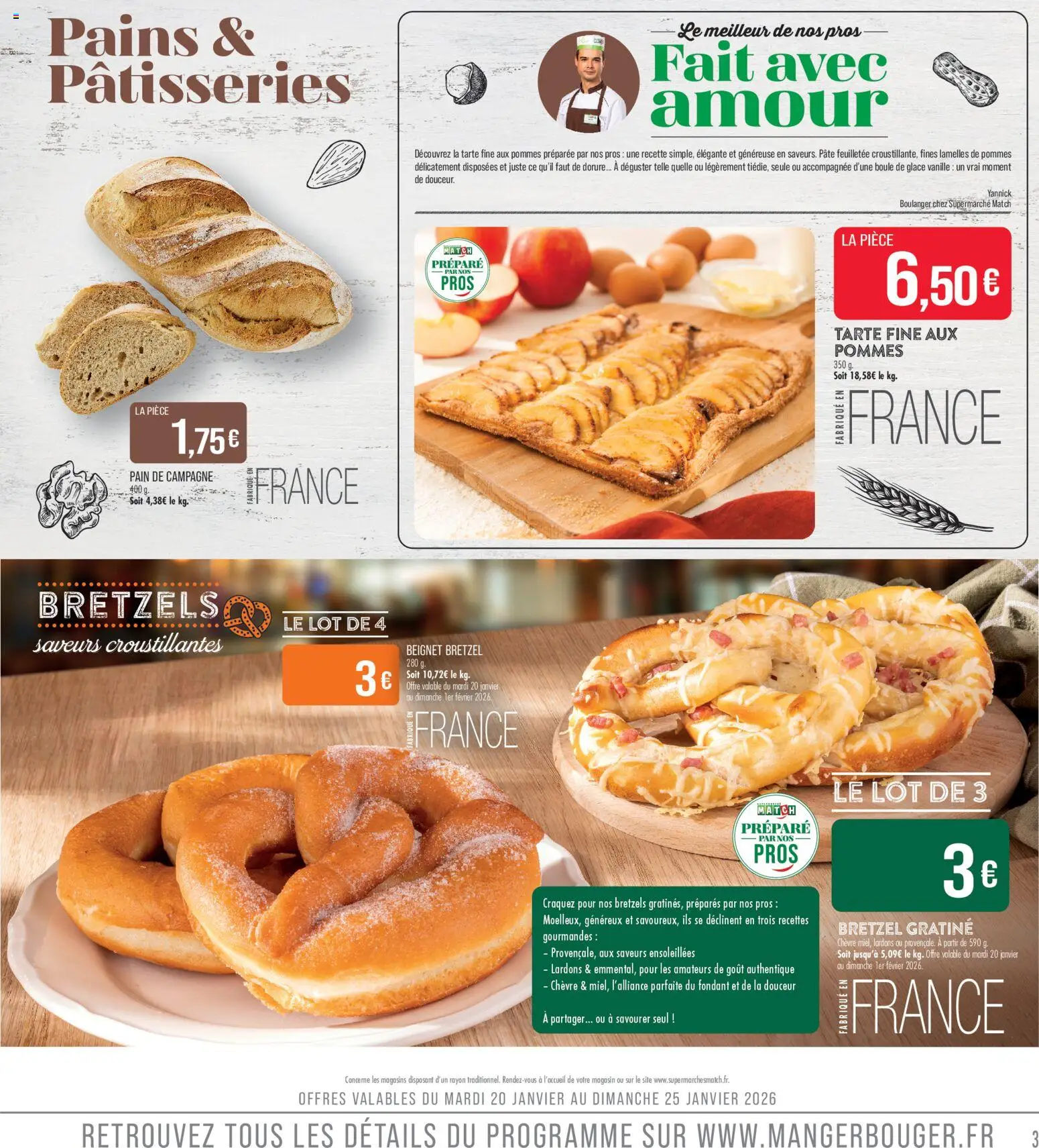 {H1} | Page: 3 | Produits: Lardons, Pain, Pommes, Bretzels