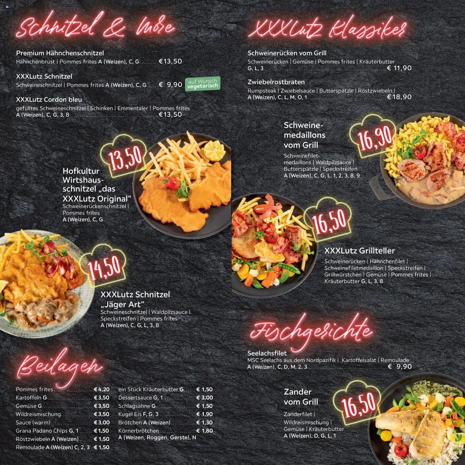 XXXL Lutz - Speisekarte – gültig ab 19.12.2025 | Seite: 3 | Produkte: Pommes, Gemüse, Schinken, Eis