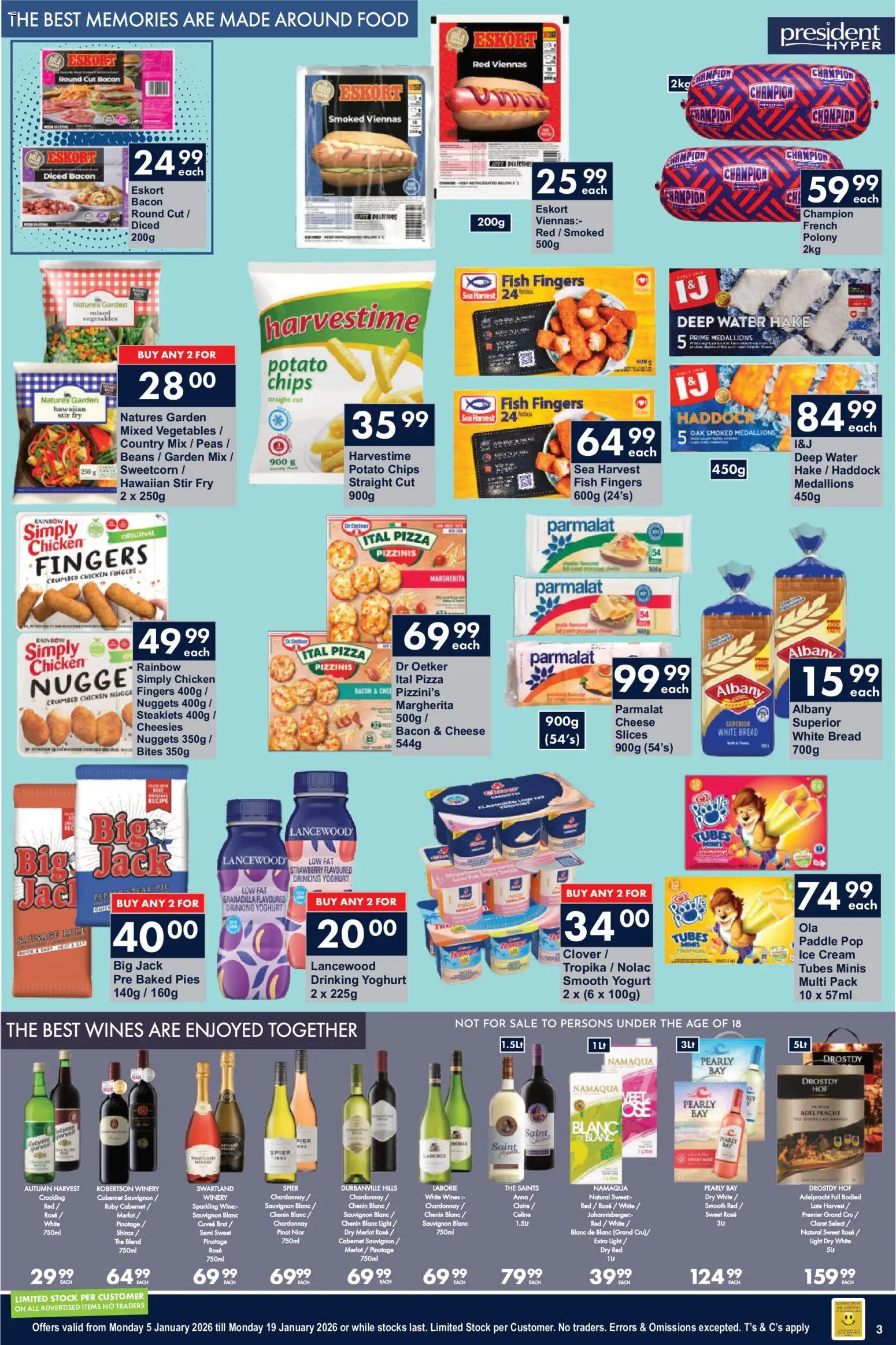 New President Hyper catalogue – valid from 05.01.2026 | Page: 3 | Products: Beans, Polony, Cream, Water