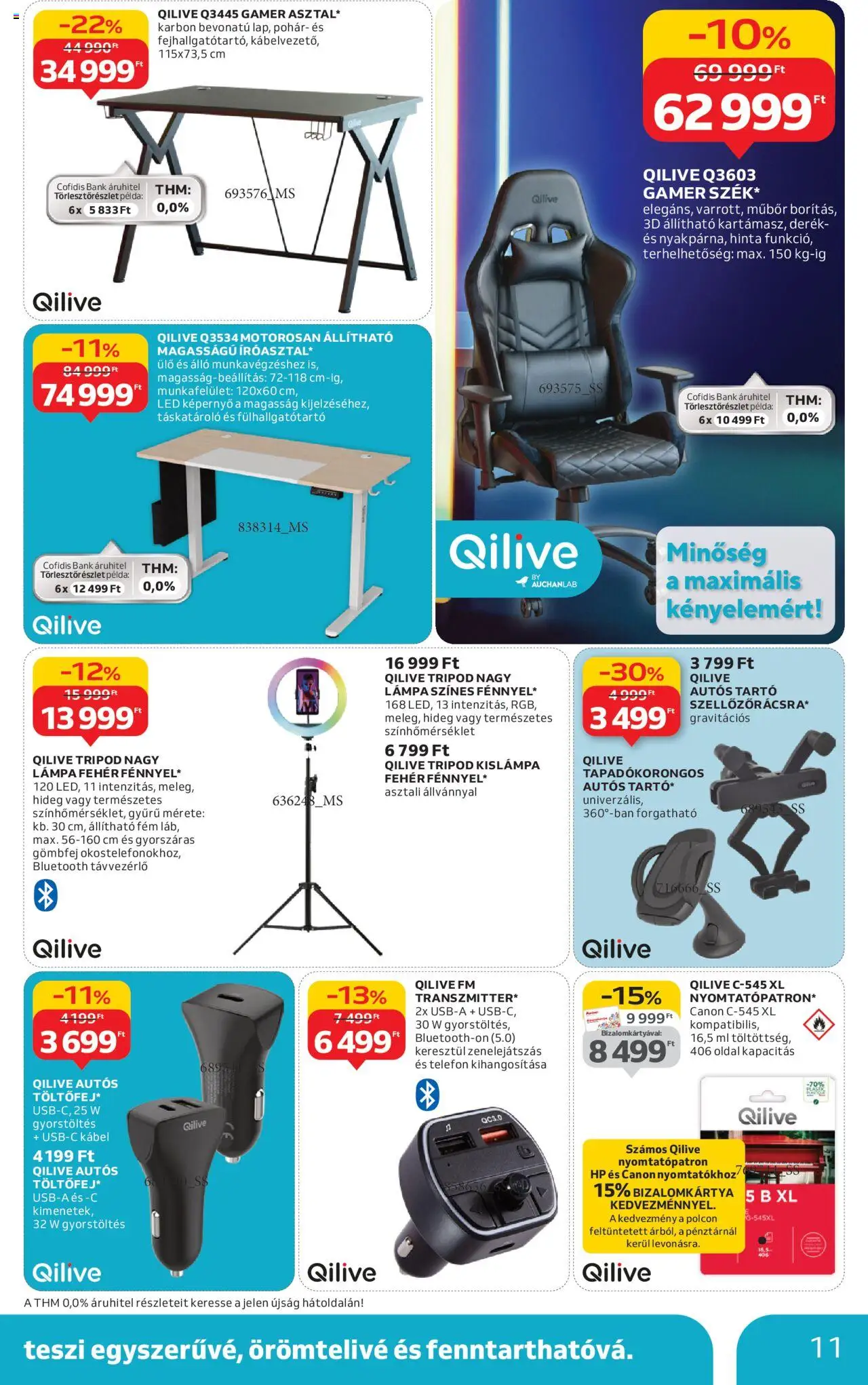 Auchan akciós ujság - amely érvényes a következő dátumtól: 09.10.2025 | Oldal: 11 | Termékek: Kábel, Lámpa, Hinta, Pohár