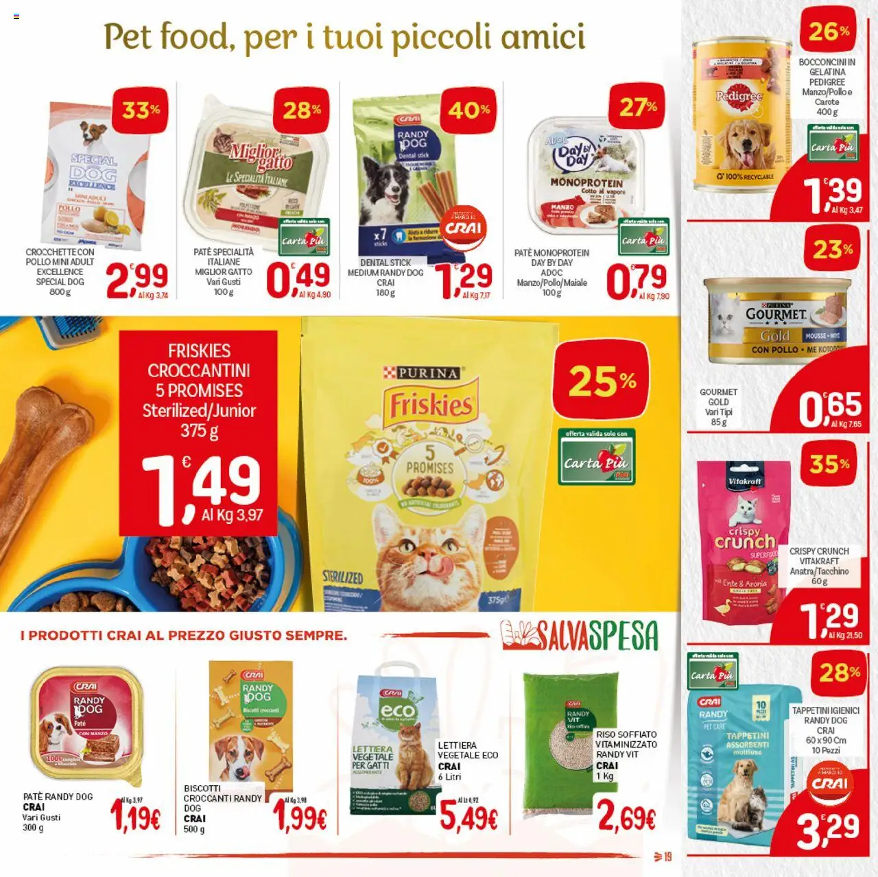 Volantino CRAI del 04.09.2025 | Pagina: 19 | Prodotti: Pollo, Manzo, Carote, Crocchette