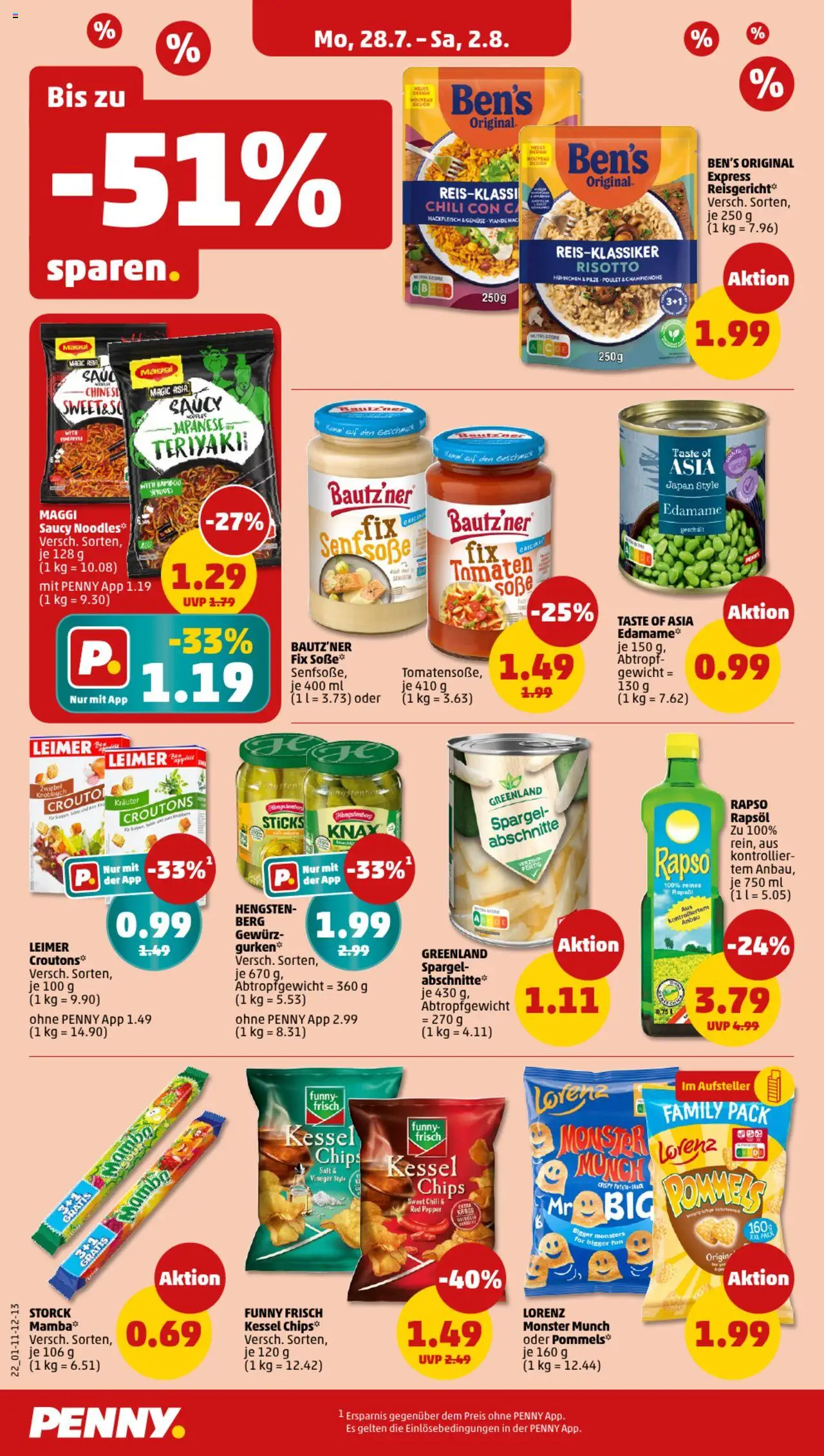 Penny Prospekt 	 - gültig ab dem 28.07.2025 | Seite: 22 | Produkte: Gewicht, Rapsöl, Champignons, Chili