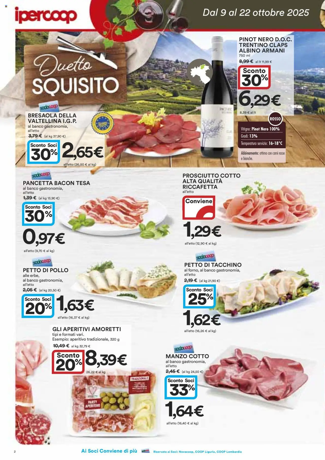 Volantino Ipercoop del 09.10.2025 | Pagina: 2 | Prodotti: Petto di Pollo, Pollo, Pancetta, Aperitivo