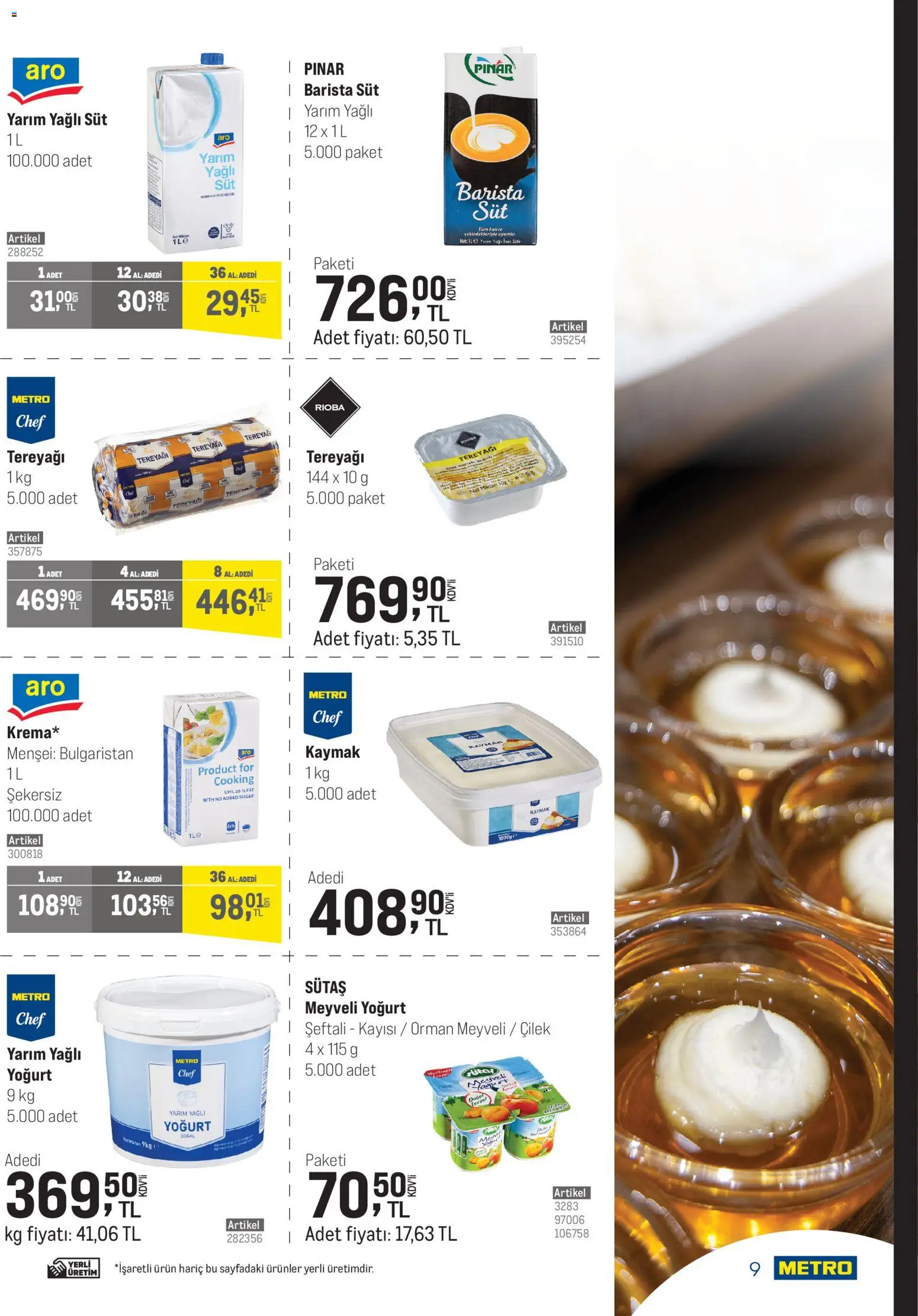 Metro - Şehir Otelleri - 03.12.2025 tarihinden itibaren geçerlidir | Sayfa: 9 | Ürünler: Meyveli yoğurt, Süt, Çilek, Kayısı