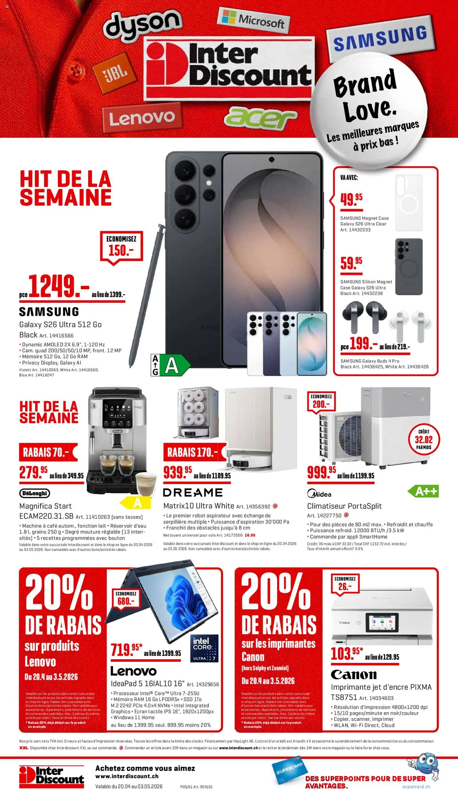 Interdiscount aktionen FR – gültig ab 20.04.2026 | Seite: 28 | Produkte: Samsung, Lenovo, Dyson
