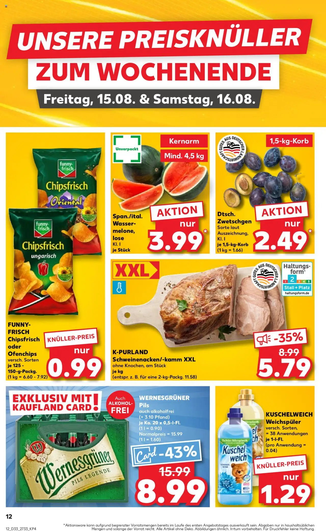 Kaufland Prospekt 	 - gültig ab dem 14.08.2025 | Seite: 12 | Produkte: Funny frisch, Pils, Zwetschgen, Chips