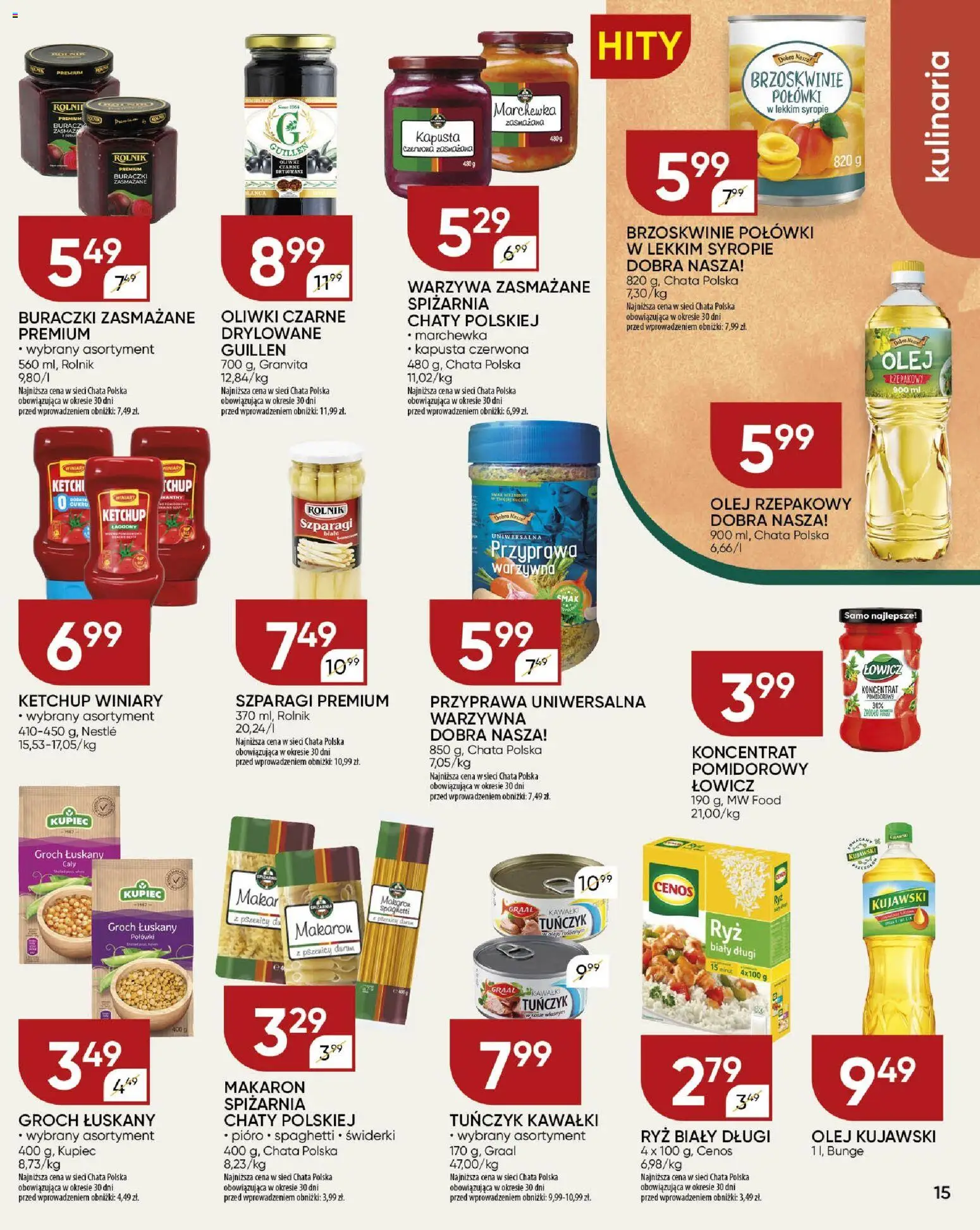 Chata Polska Gazetka od 18.12.2025 | Strona: 15 | Produkty: Ketchup, Szparagi, Olej, Warzywa