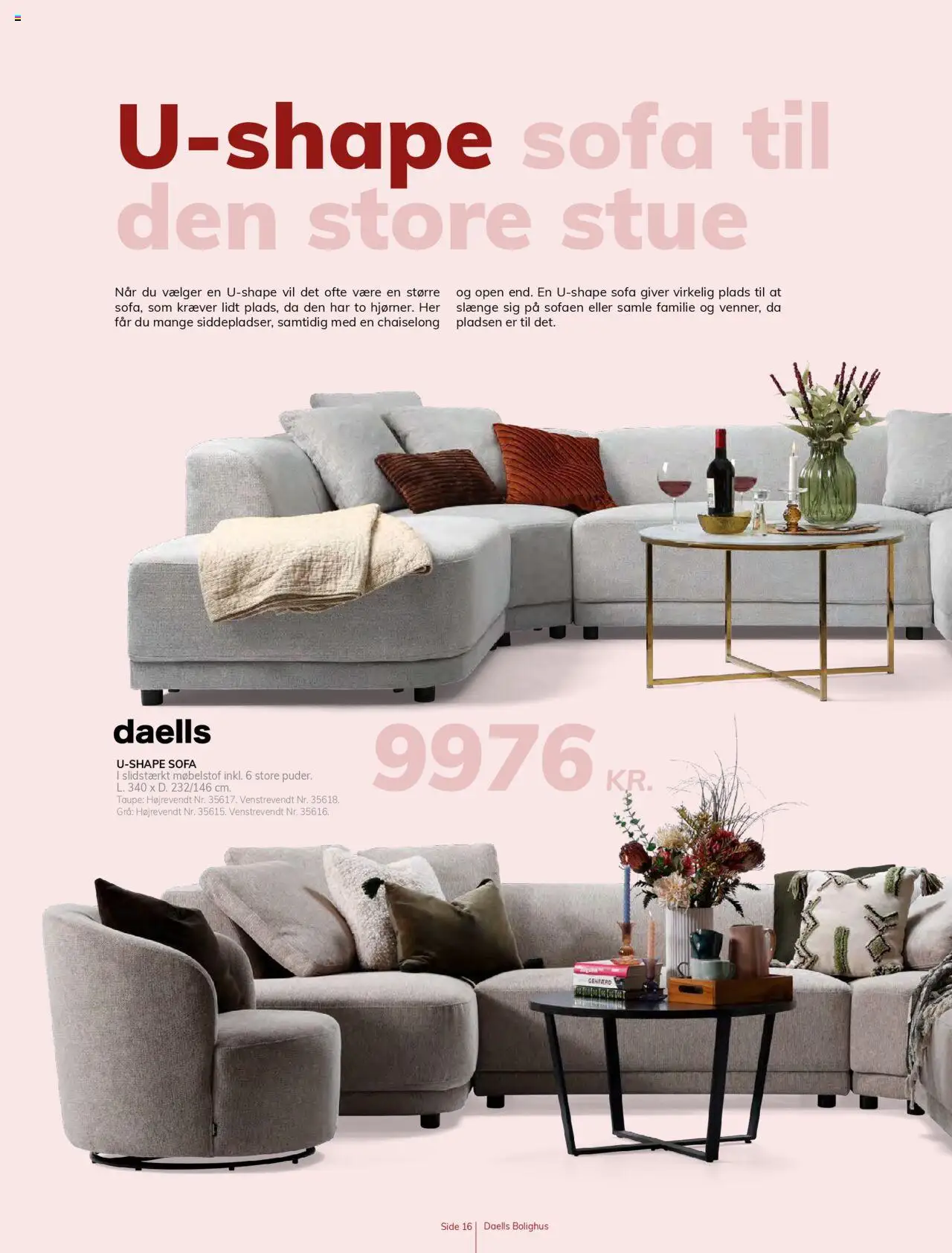 Daells Bolighus tilbudsavis – gyldig fra 14.08.2025 | Side: 16 | Produkter: Sofa, Søm