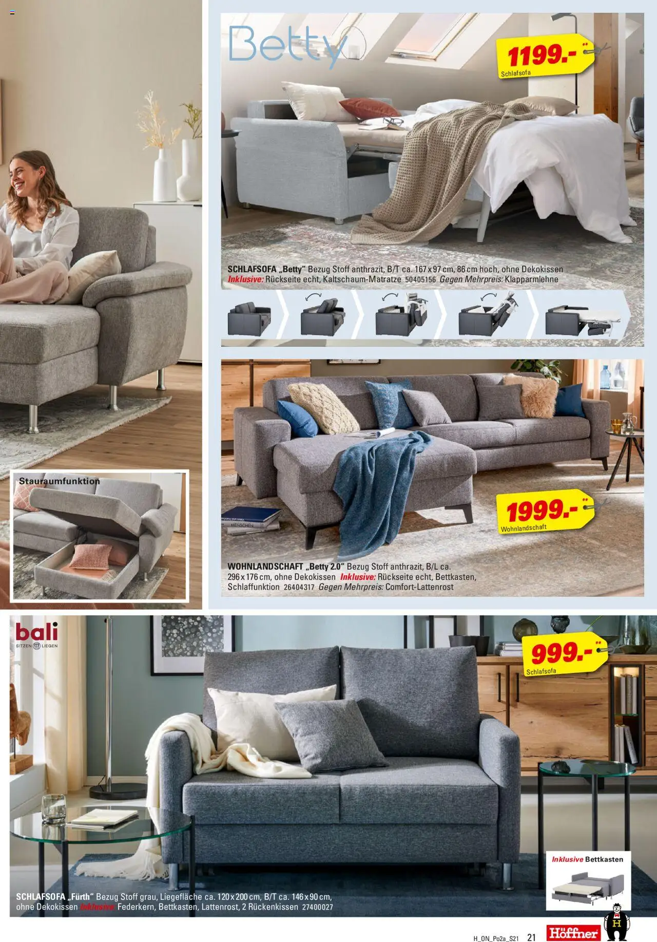 Höffner - Polster Spezial - gültig ab dem 30.07.2025 | Seite: 21 | Produkte: Wohnlandschaft, Schlafsofa