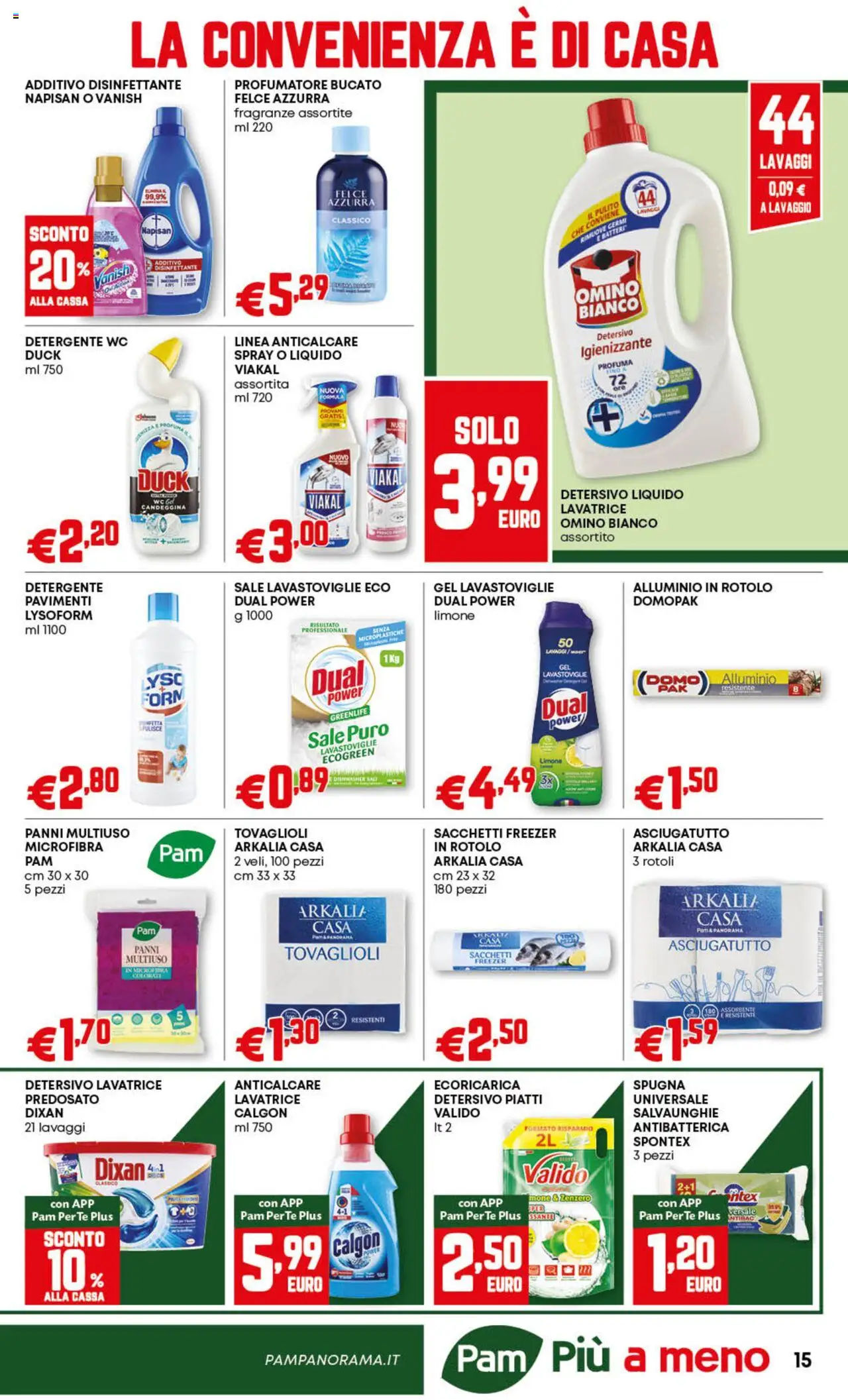 Volantino PAM del 21.08.2025 | Pagina: 15 | Prodotti: Anticalcare, Sale, Lavatrice, Asciugatutto