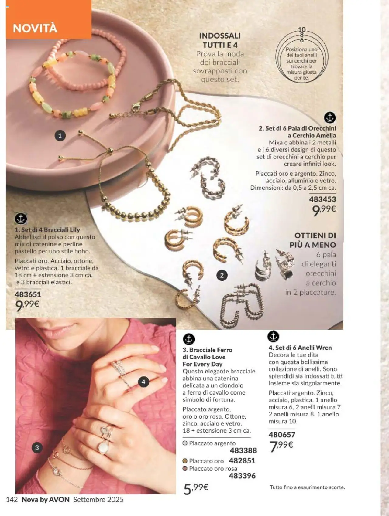 Volantino Avon del 01.09.2025 | Pagina: 142 | Prodotti: Bracciale, Anello, Orecchini, Alluminio