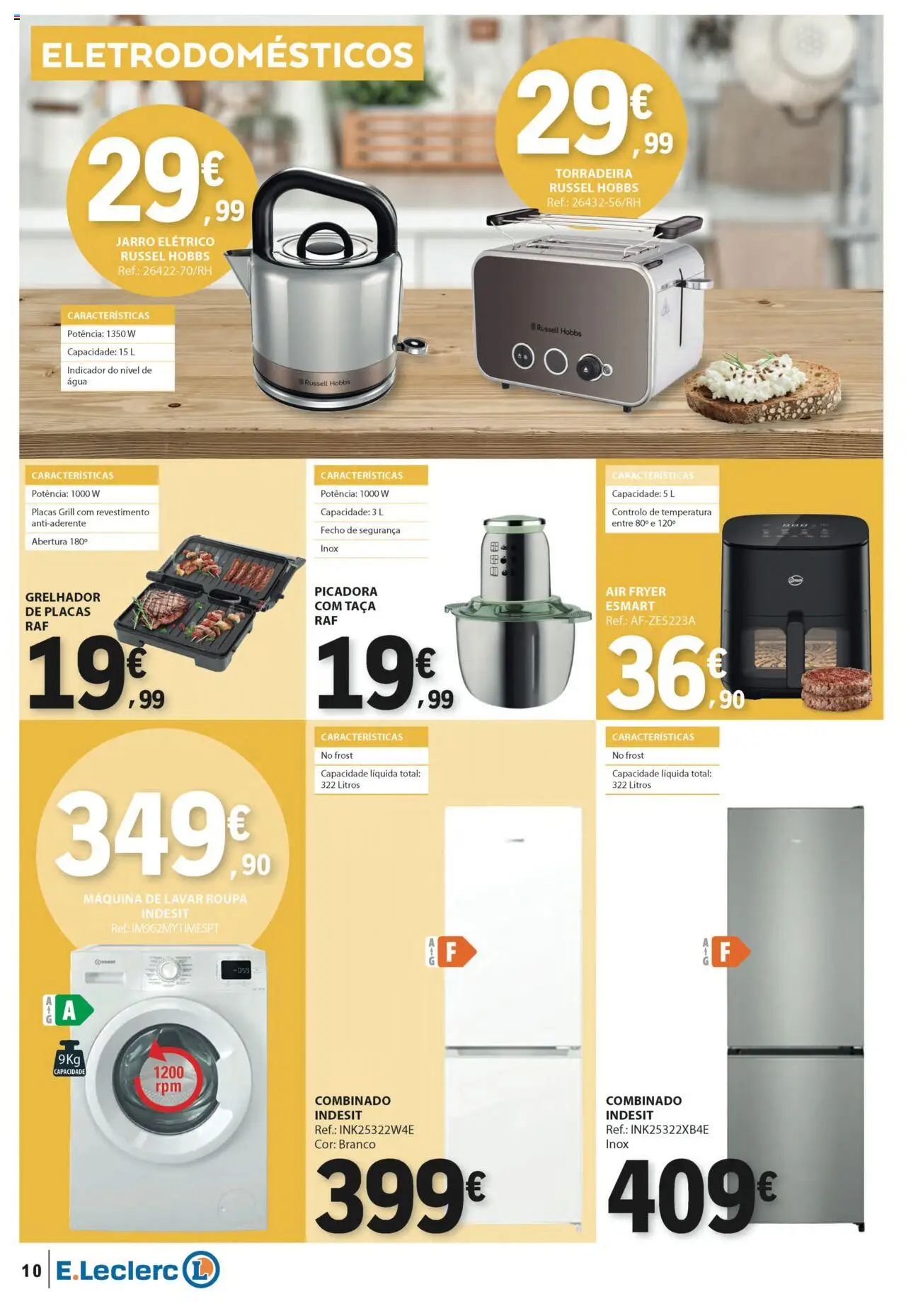 E.Leclerc - Folheto Não Alimentar │ válido de 14.08.2025 | Página: 10 | Produtos: Air fryer, Máquina de lavar, Torradeira