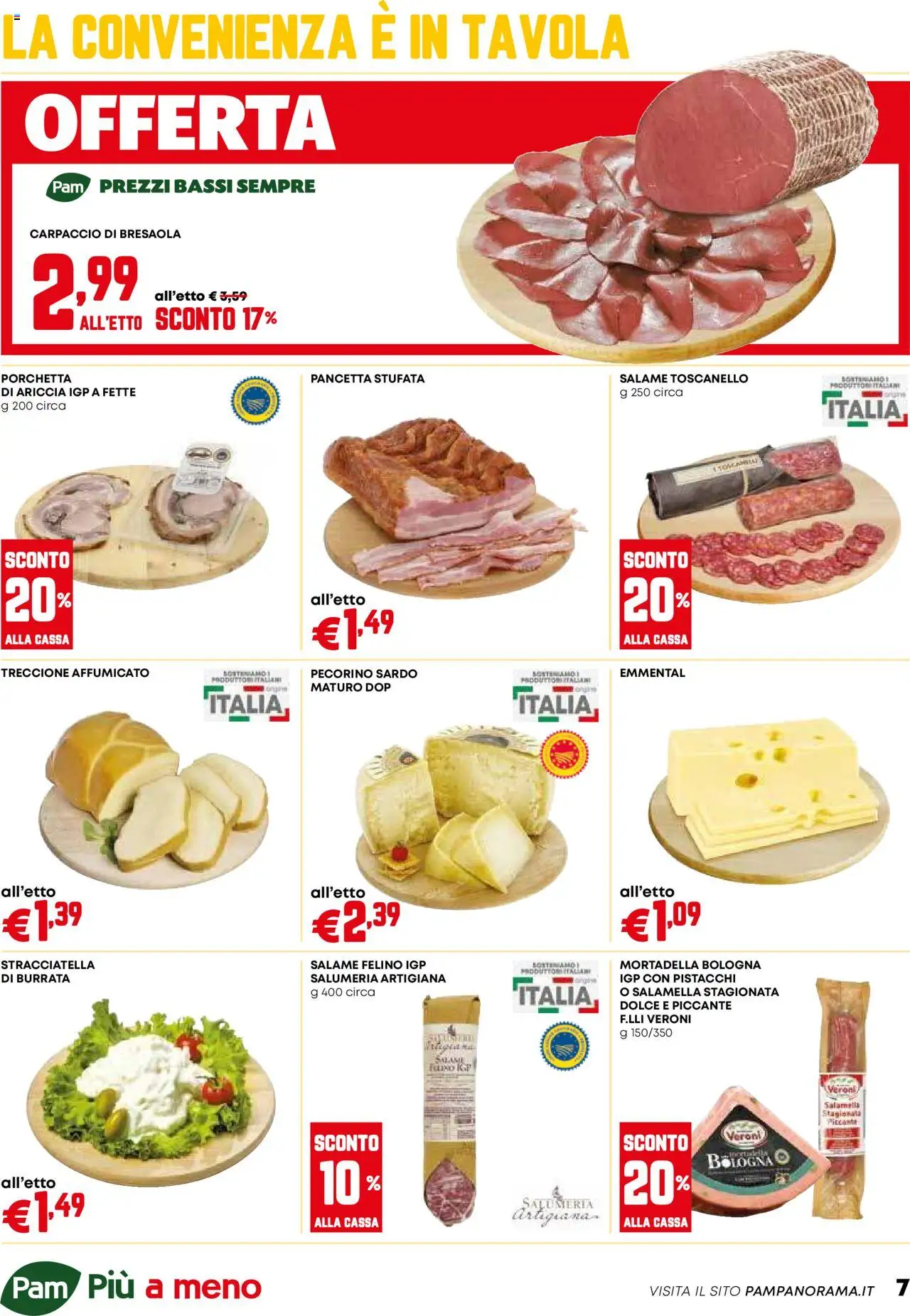 Volantino PAM del 25.09.2025 | Pagina: 7 | Prodotti: Porchetta, Salamella, Pecorino, Stracciatella