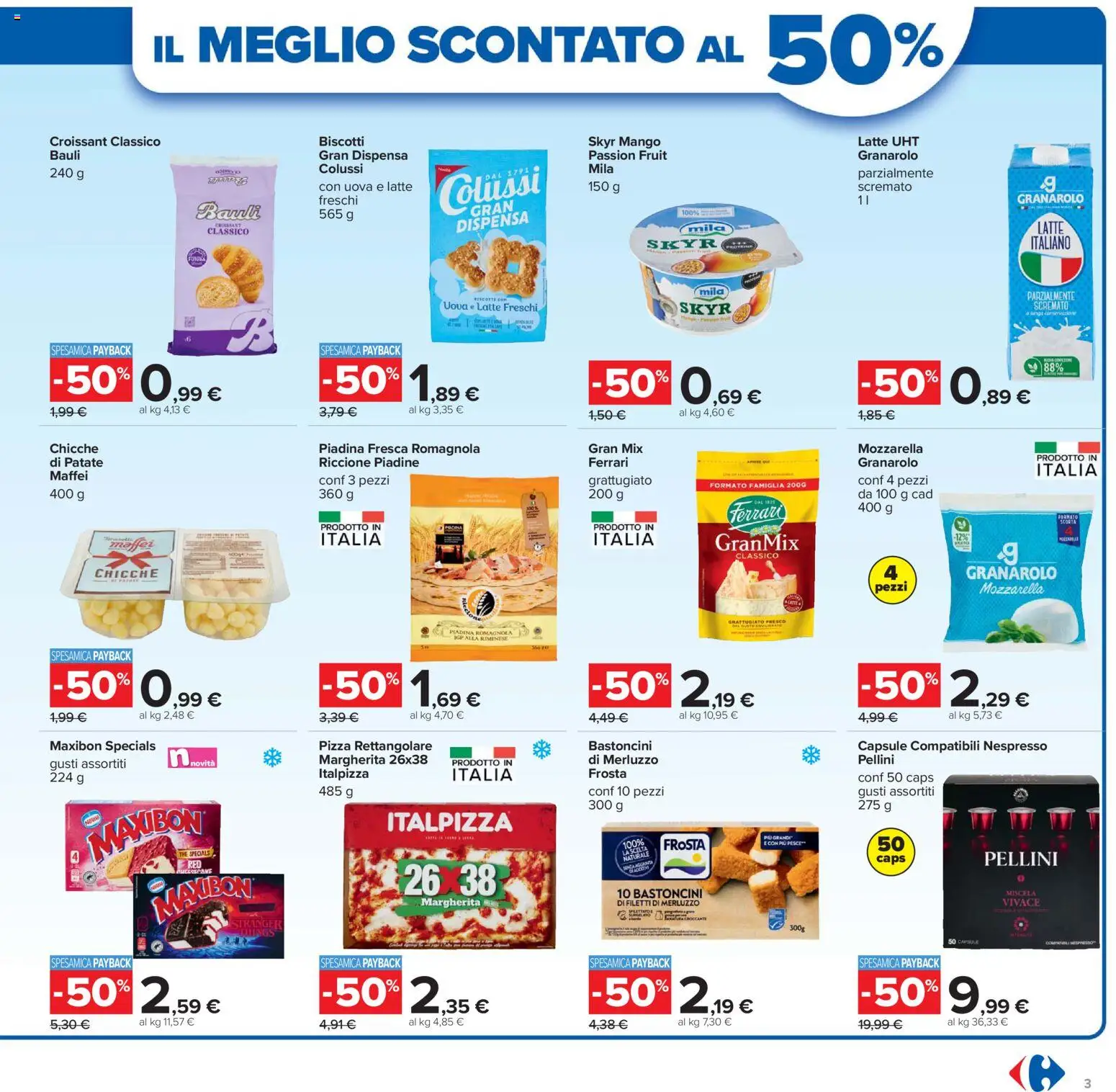 Volantino Carrefour del 07.04.2026 | Pagina: 3 | Prodotti: Uova, Pesce, Mozzarella, Mango