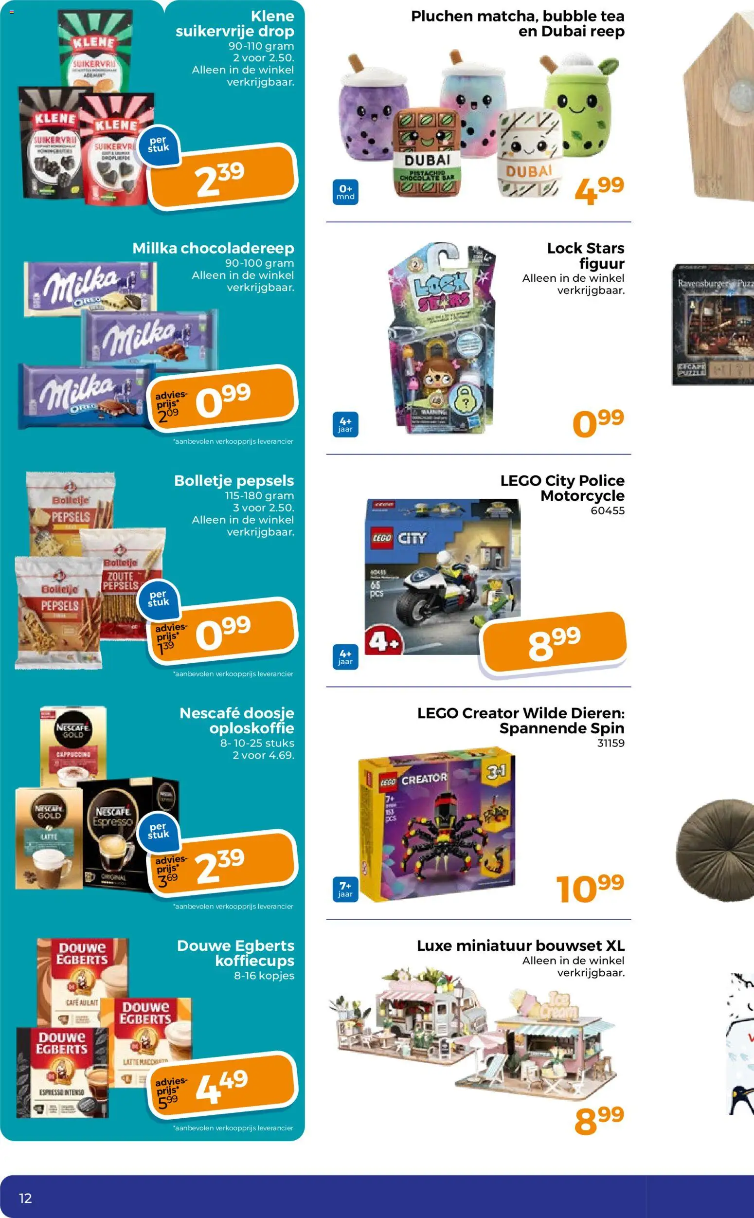 {H1} | Pagina: 12 | Producten: Oploskoffie, Chocoladereep, Nescafe