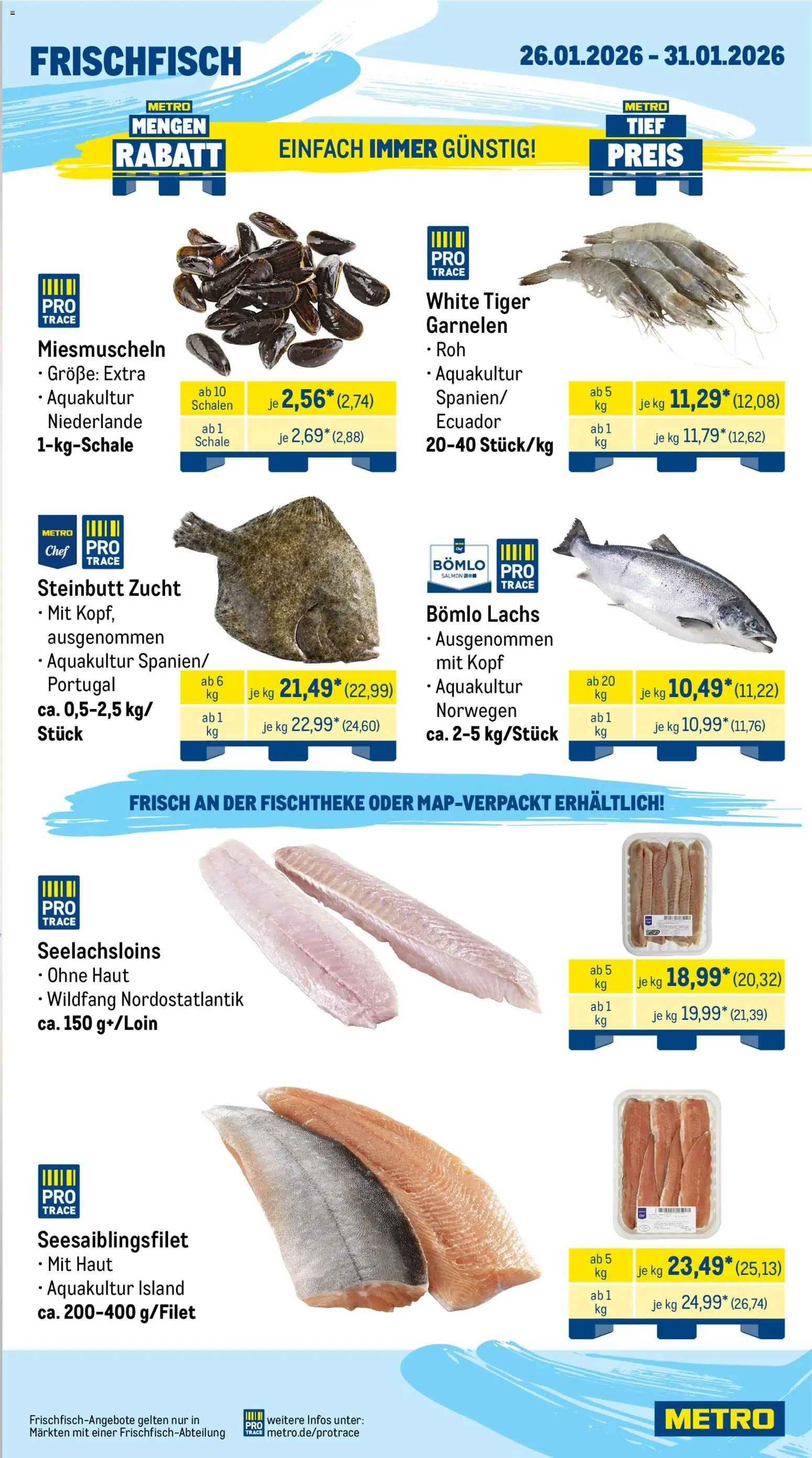 Metro Wochen-Angebote Gastro – gültig ab 26.01.2026 | Seite: 7 | Produkte: Garnelen, Lachs
