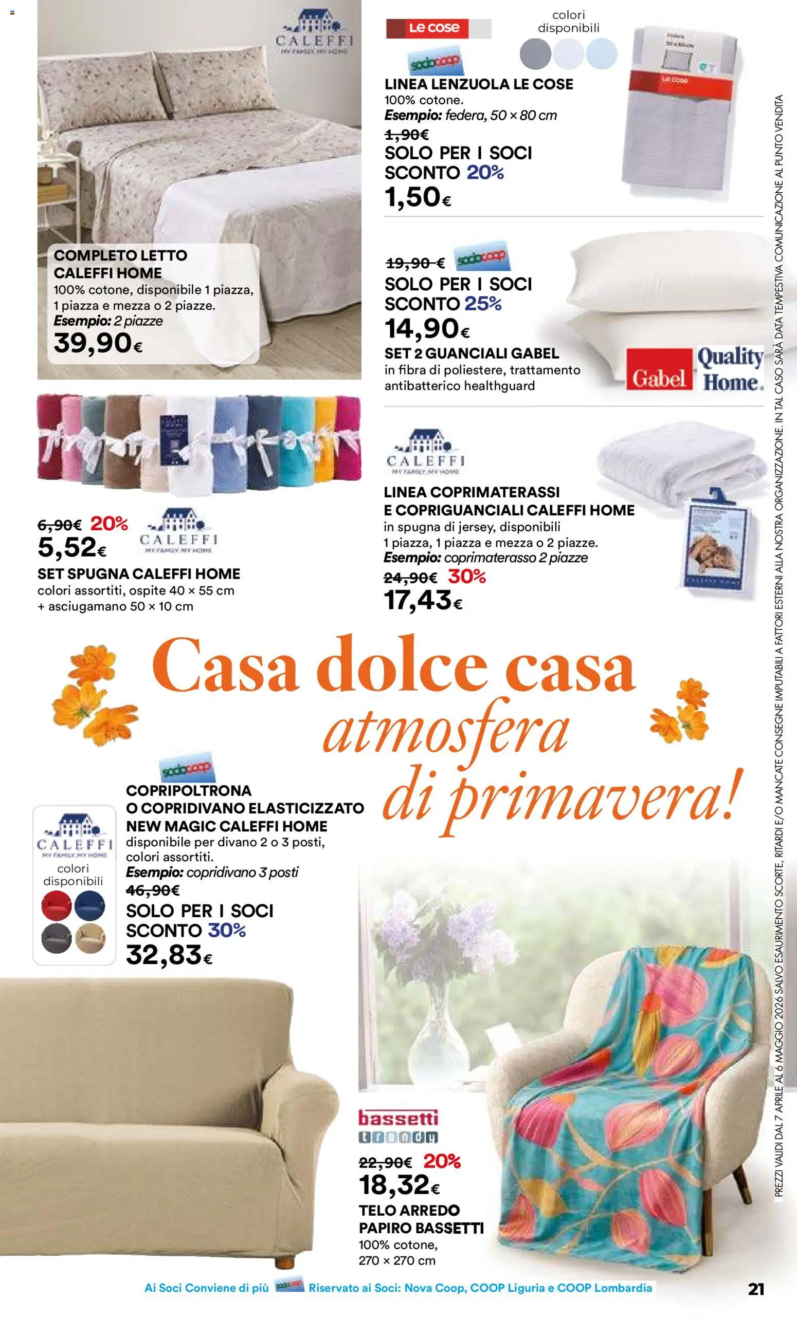 Volantino Ipercoop del 07.04.2026 | Pagina: 21 | Prodotti: Copridivano, Data, Letto, Lenzuola