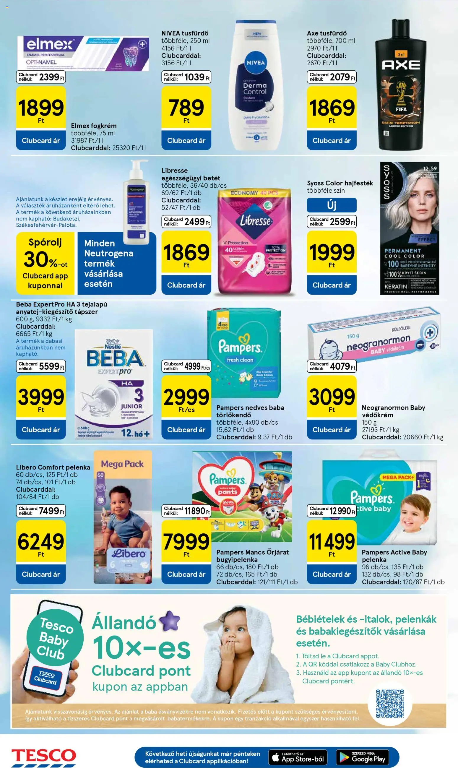 Tesco akciós ujság - amely érvényes a következő dátumtól: 07.04.2026 | Oldal: 8 | Termékek: Pampers, Hajfesték, Pelenka, Fogkrém