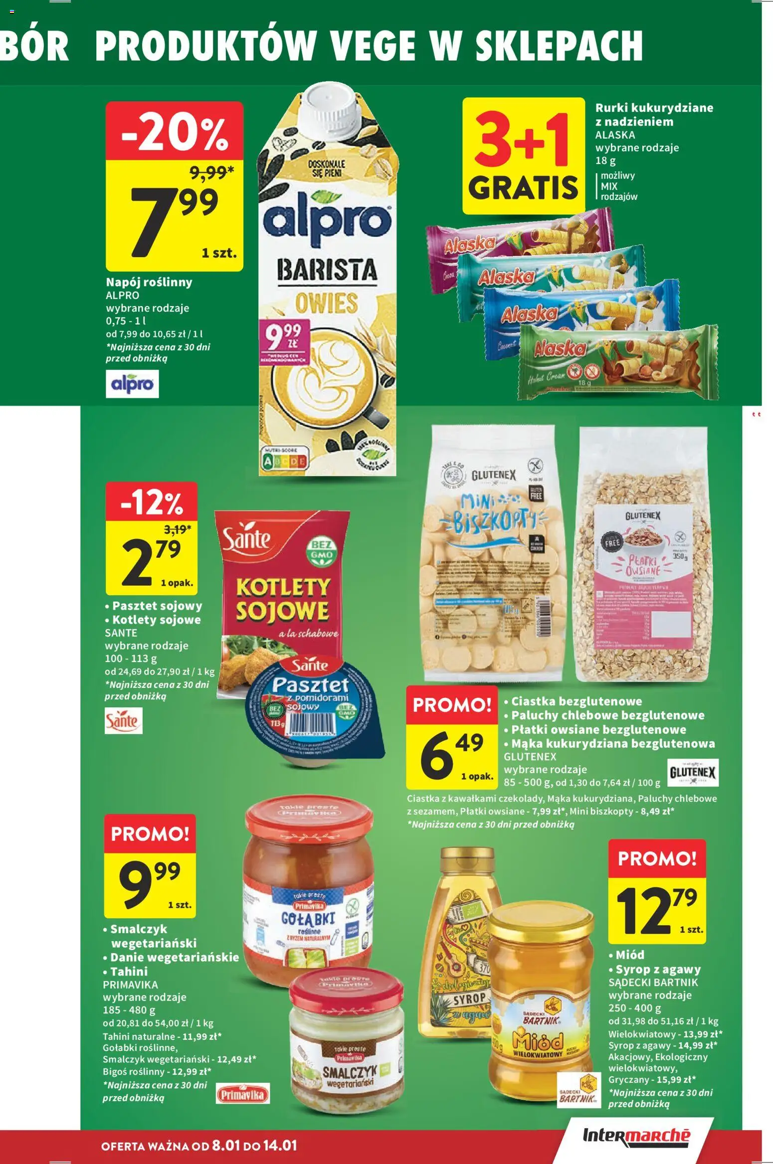 Intermarche Gazetka od 08.01.2026 | Strona: 27 | Produkty: Syrop z agawy, Syrop, Płatki owsiane bezglutenowe, Ciastka