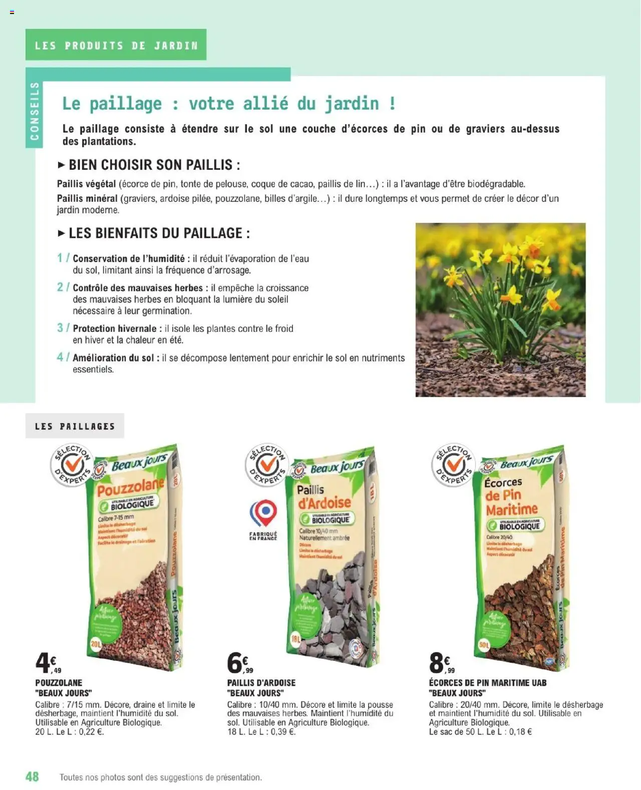  | Page: 48 | Produits: Écorces de pin, Sac, Plantes, Paillis d'ardoise