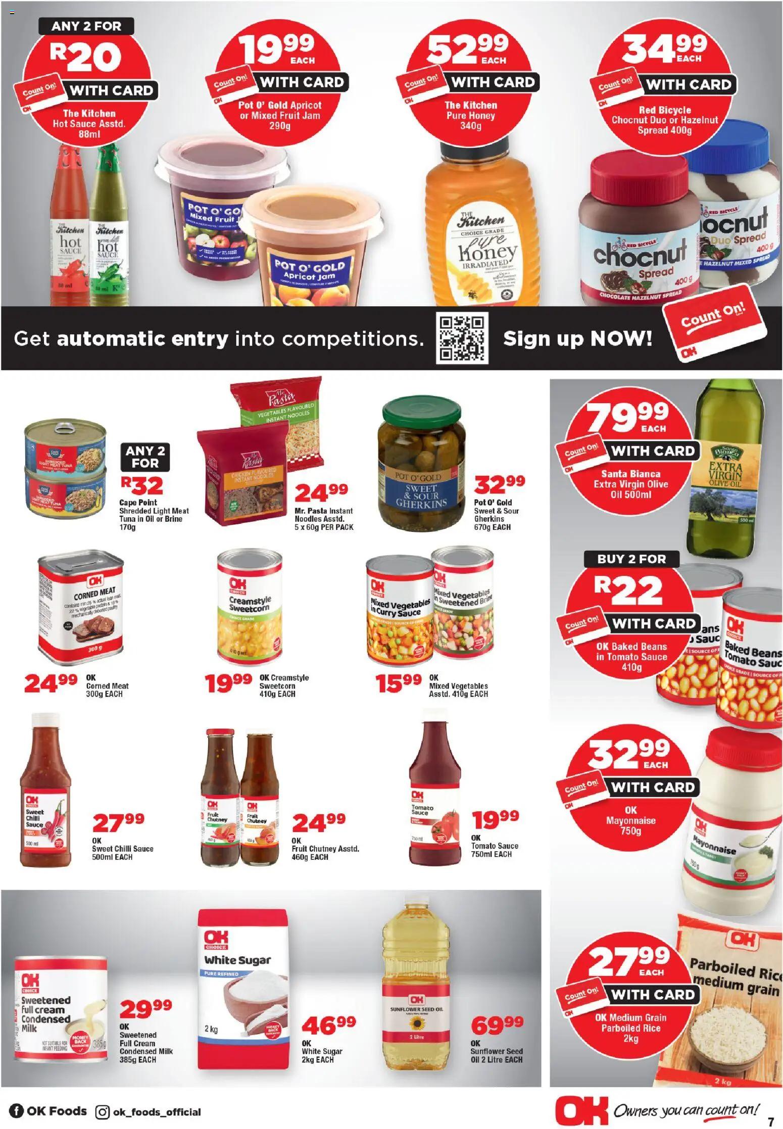 New OK Foods catalogue – valid from 12.11.2025 | Page: 7 | Products: Corned meat, Beans, Light, Noodles