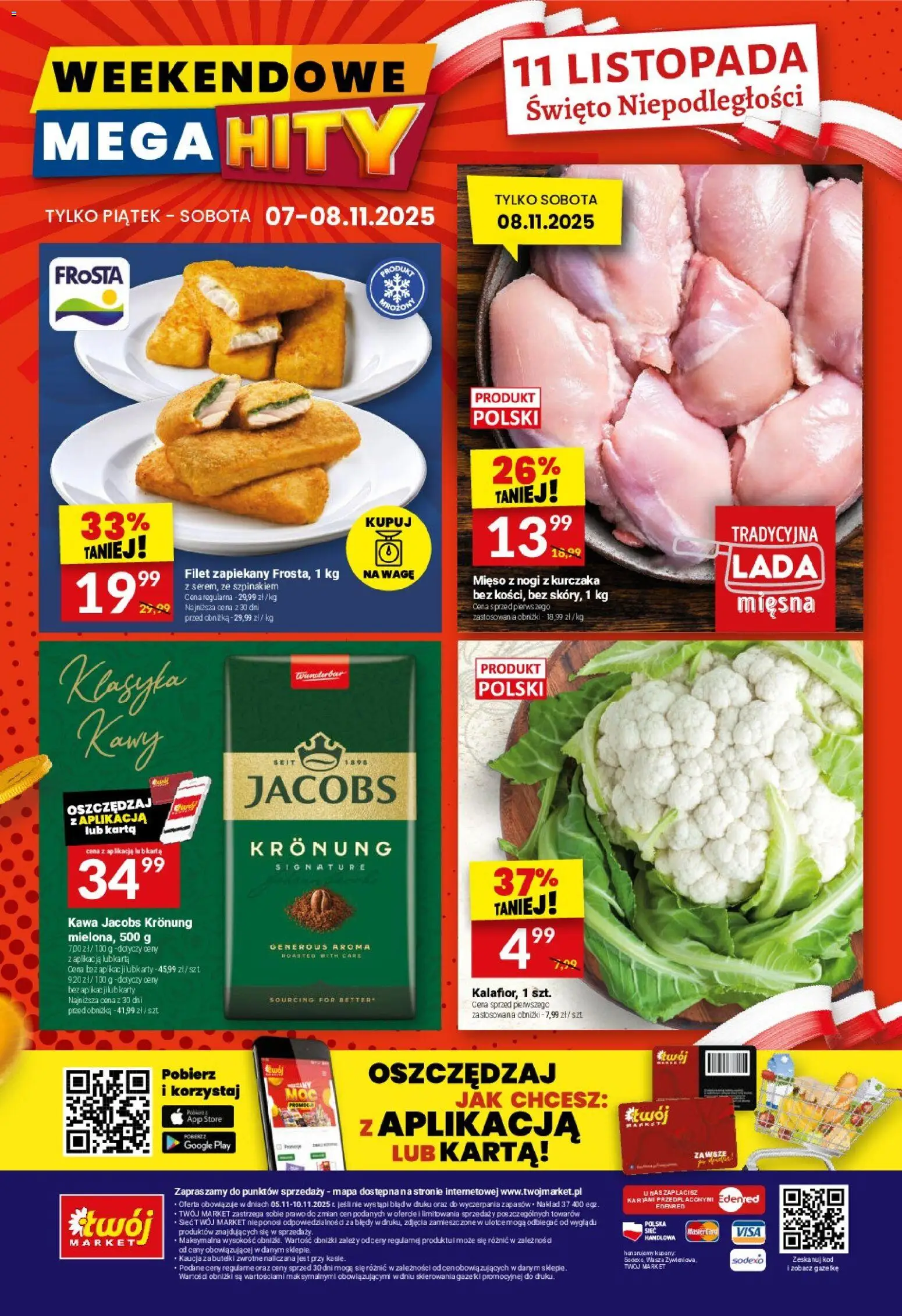 Twój Market Gazetka od 05.11.2025 | Strona: 32 | Produkty: Karta, Kawa jacobs, Mięso, Kawa