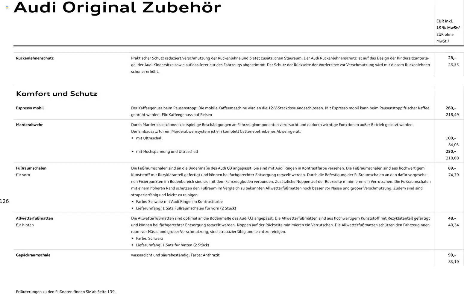 Audi Q3 – gültig ab 09.01.2025 | Seite: 126 | Produkte: Kaffeemaschine, Kaffee