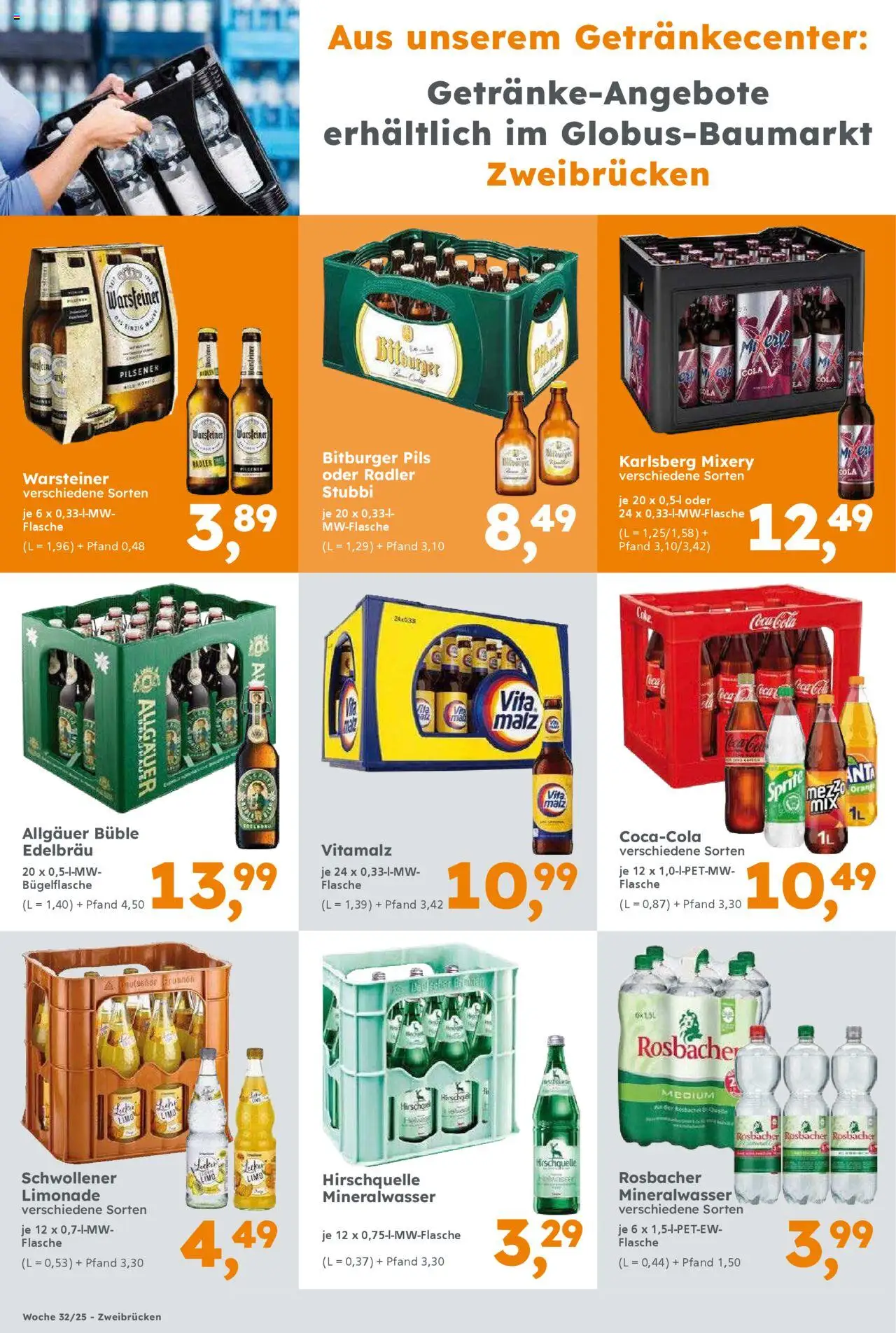Globus Baumarkt prospekt Zweibrücken	 - gültig ab dem 03.08.2025 | Seite: 16 | Produkte: Sprite, Limonade, Radler, Mixery