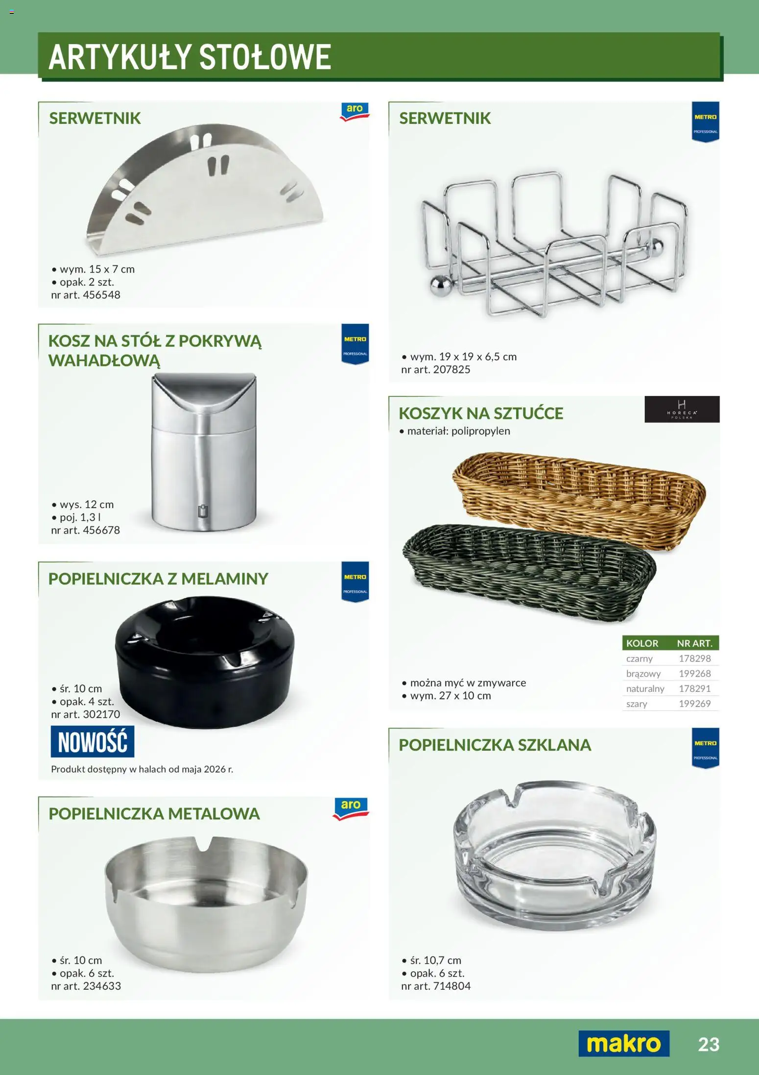 Makro Gazetka - Profesjonalna Gastronomia od 01.02.2026 | Strona: 23 | Produkty: Stół, Kosz, Sztućce