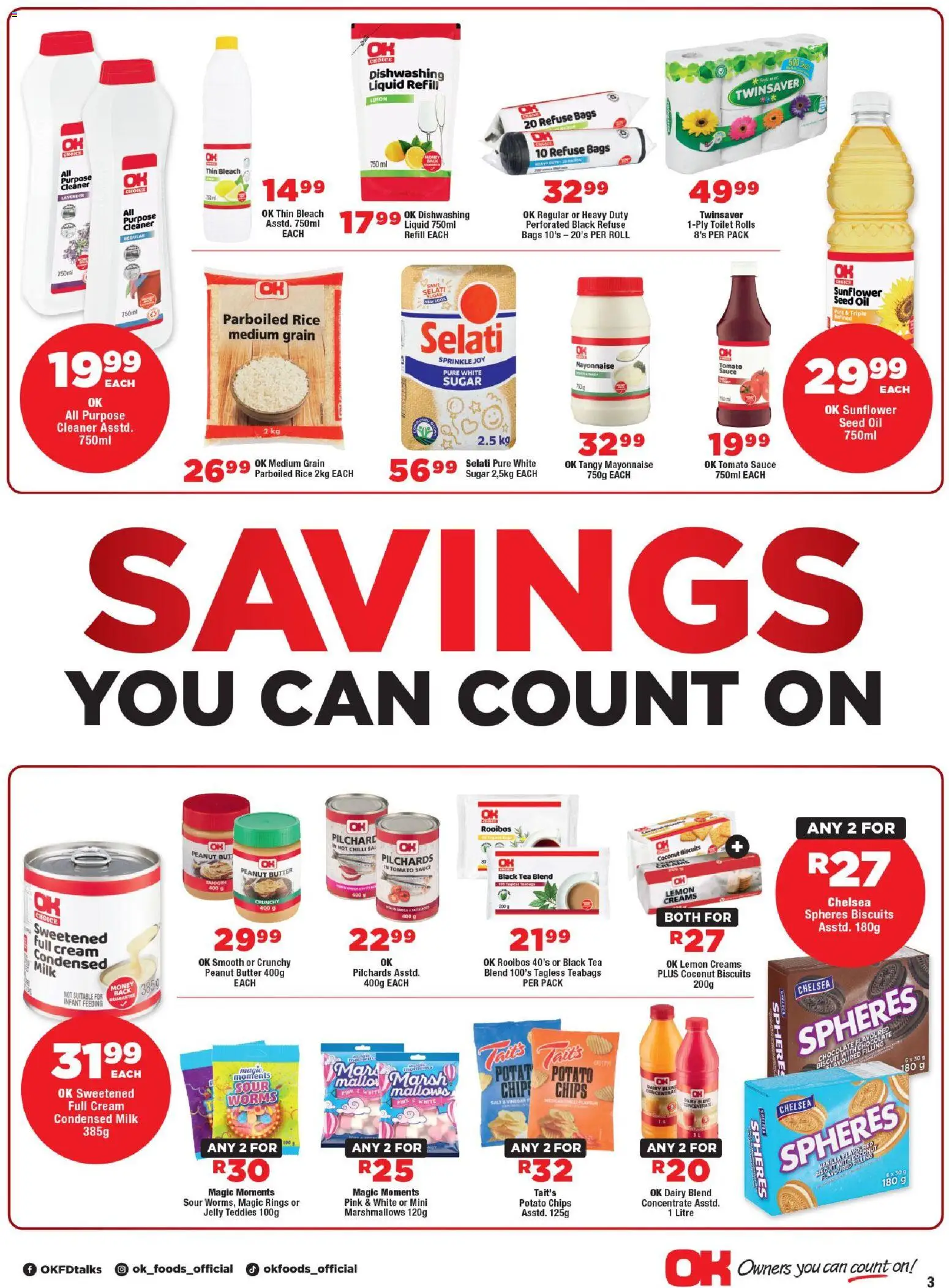 New OK Foods catalogue – valid from 11.02.2026 | Page: 3 | Products: Butter, Chocolate, Peanut butter, Dairy blend