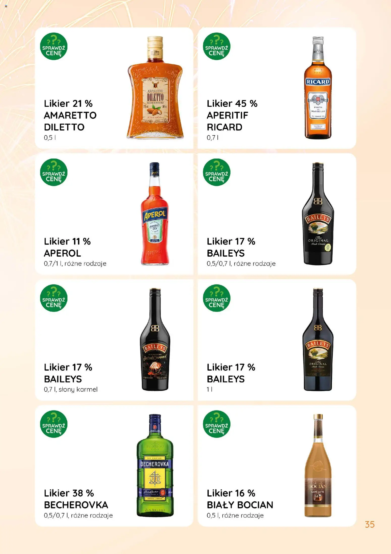Eurocash Gazetka - Katalog Alkoholowy od 01.01.2026 | Strona: 35 | Produkty: Baileys, Becherovka, Pastis, Aperol