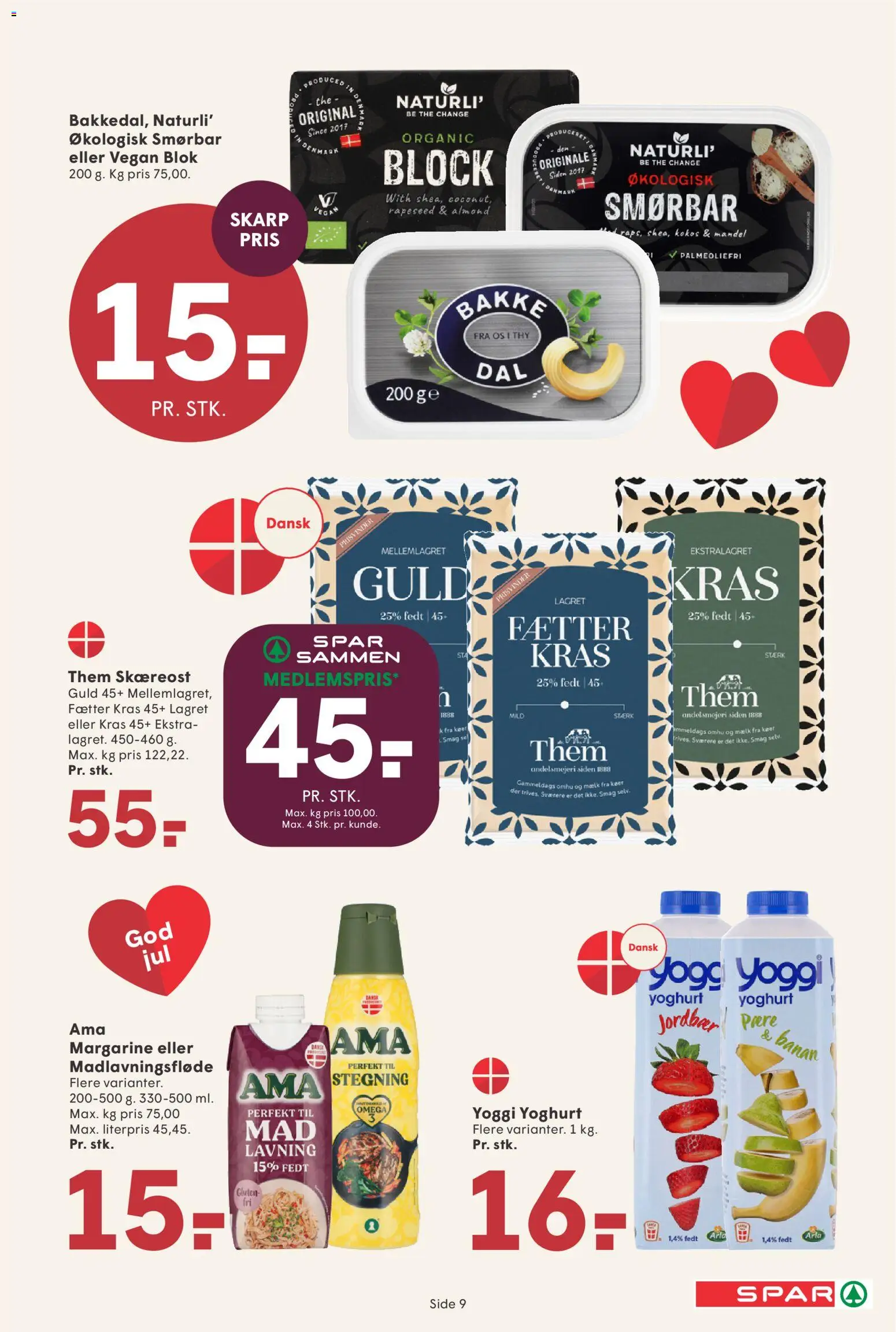 Spar tilbudsavis – gyldig fra 21.11.2025 | Side: 9 | Produkter: Mælk, Yoghurt, Jordbær, Margarine