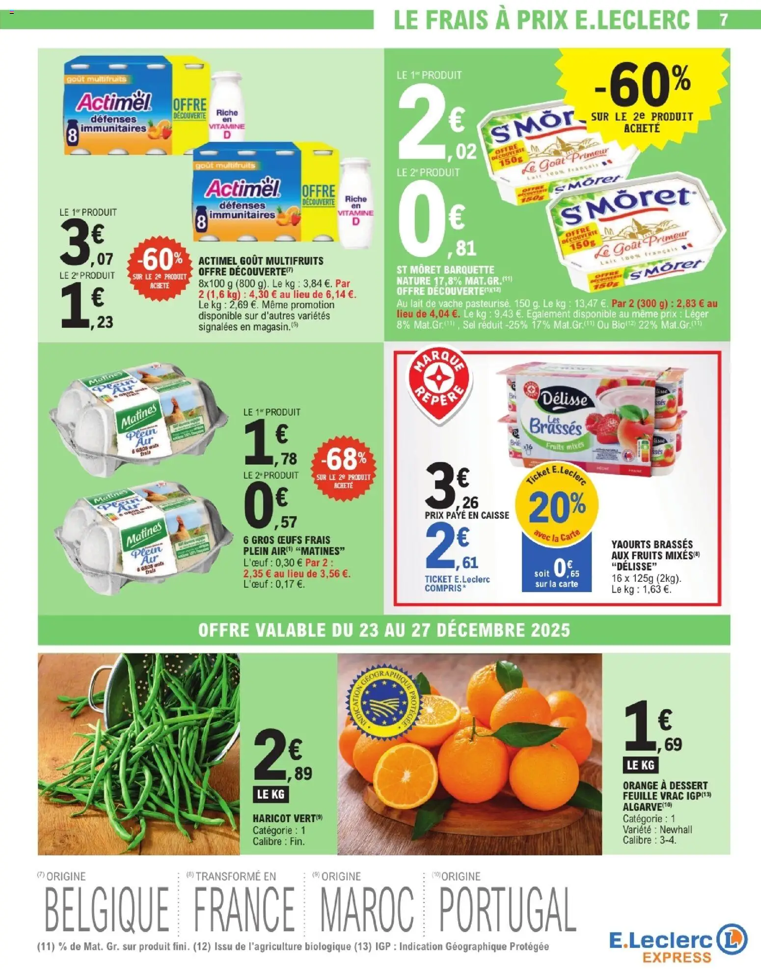 {H1} | Page: 7 | Produits: Orange, Haricot vert, Sel, Lait