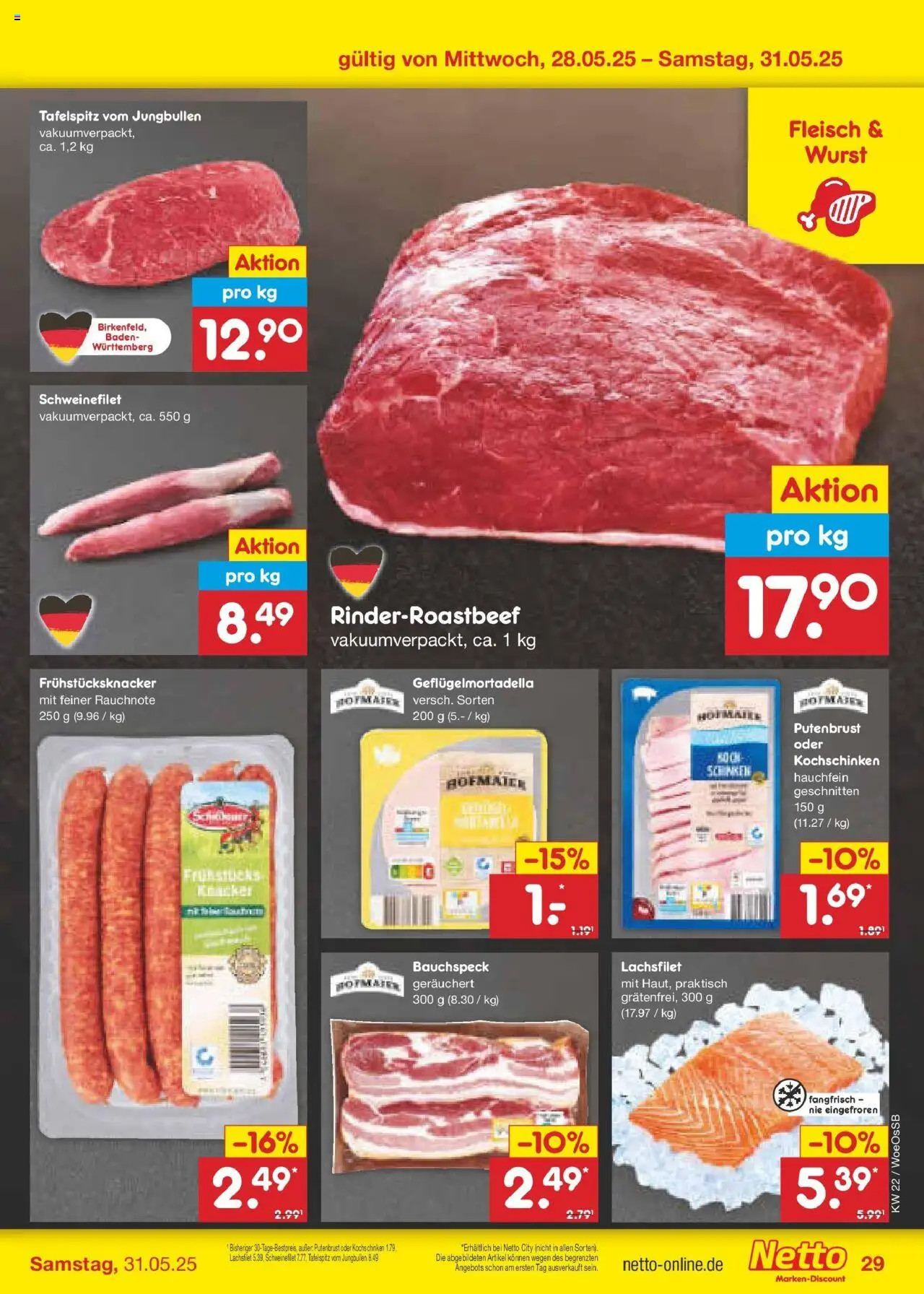 Netto Marken-Discount prospekt Gemmingen	 - gültig ab dem 26.05.2025 | Seite: 47 | Produkte: Tafelspitz, Schweinefilet, Wurst, Fleisch