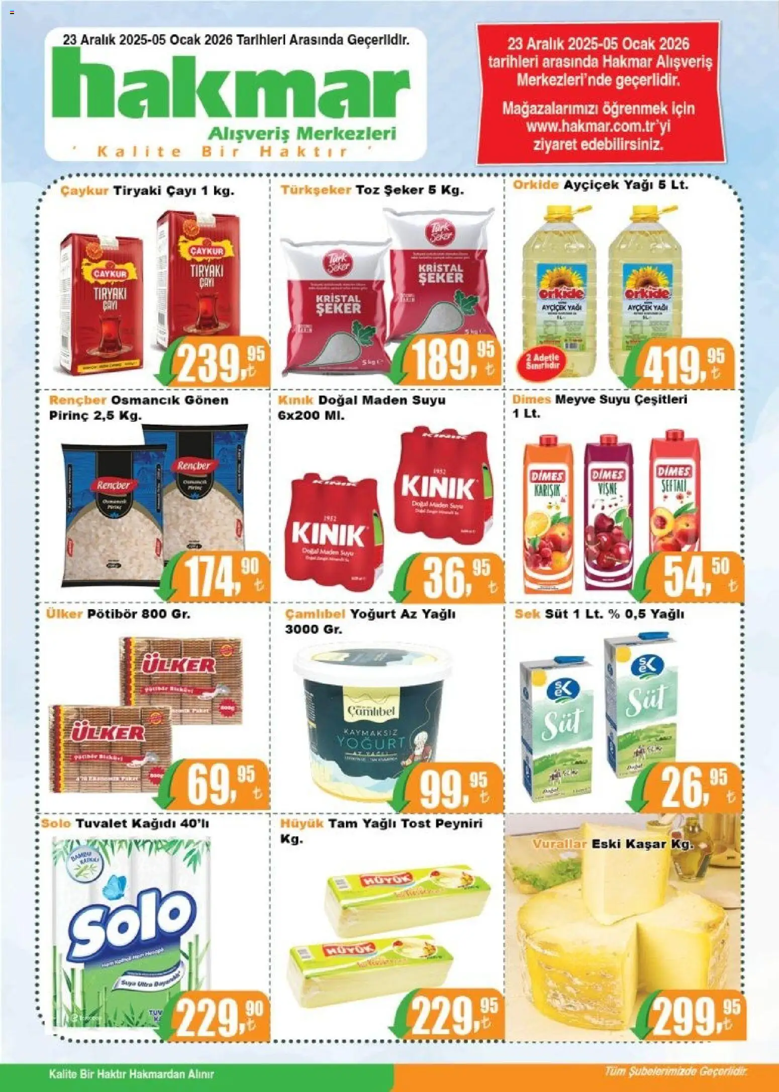 Hakmar Katalog - 23.12.2025 tarihinden itibaren geçerlidir | Sayfa: 1 | Ürünler: Şeker, Vişne, Tuvalet kağıdı, Ocak