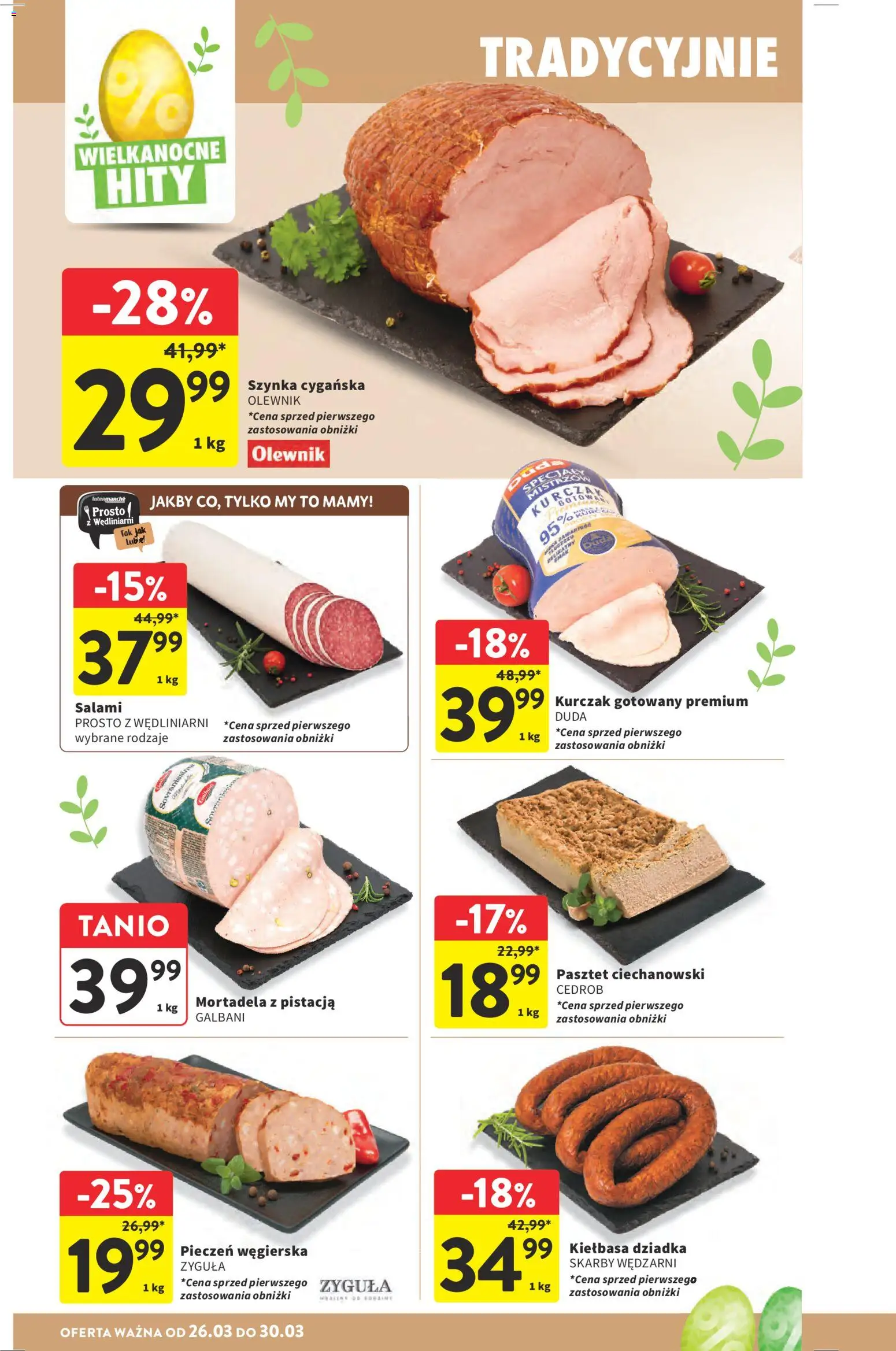 Intermarche gazetka od 26.03.2026 | Strona: 22 | Produkty: Kurczak, Mortadela, Szynka, Salami