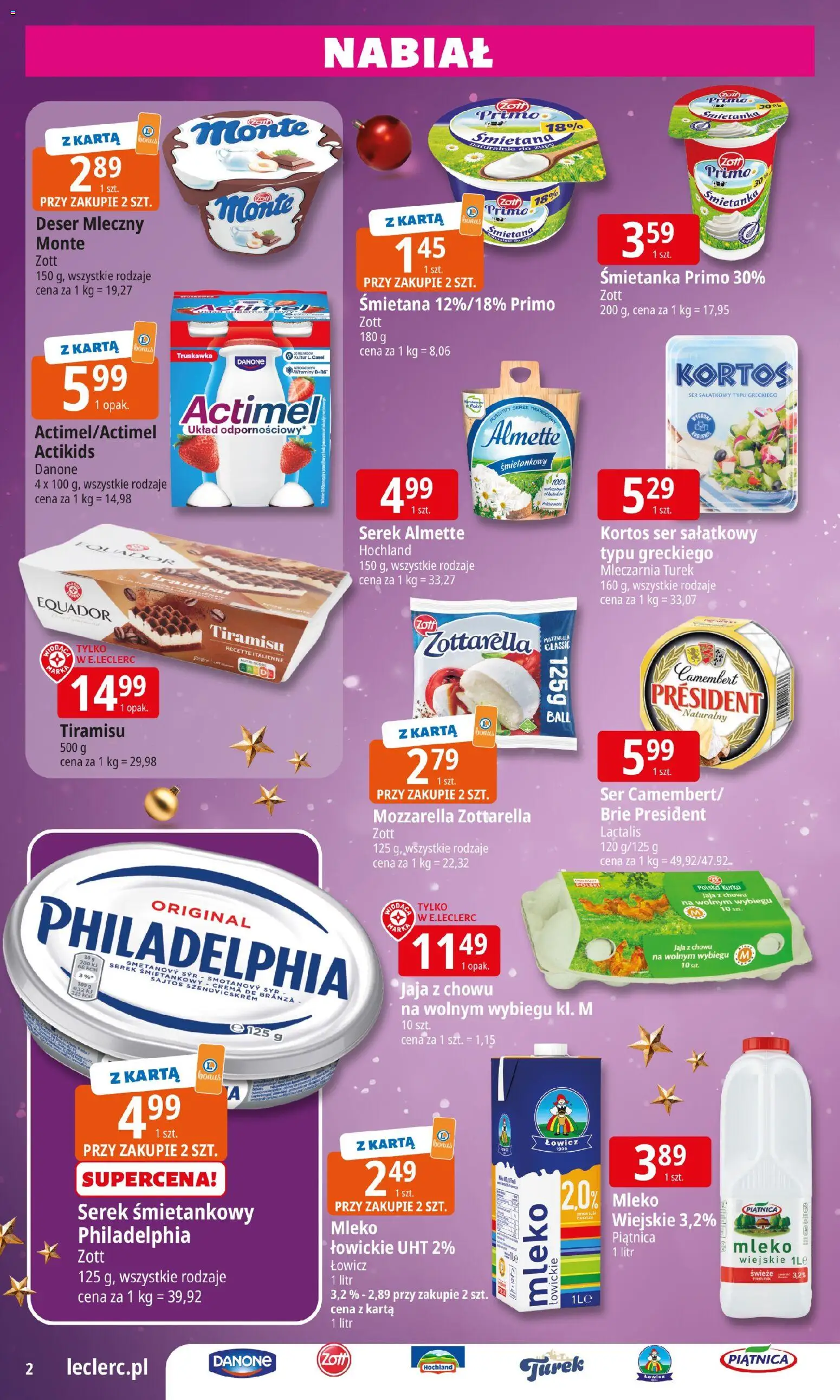 E.Leclerc Gazetka - Warszawa Ursynów od 15.12.2025 | Strona: 2 | Produkty: Serek, Tiramisu, Ser, Mozzarella