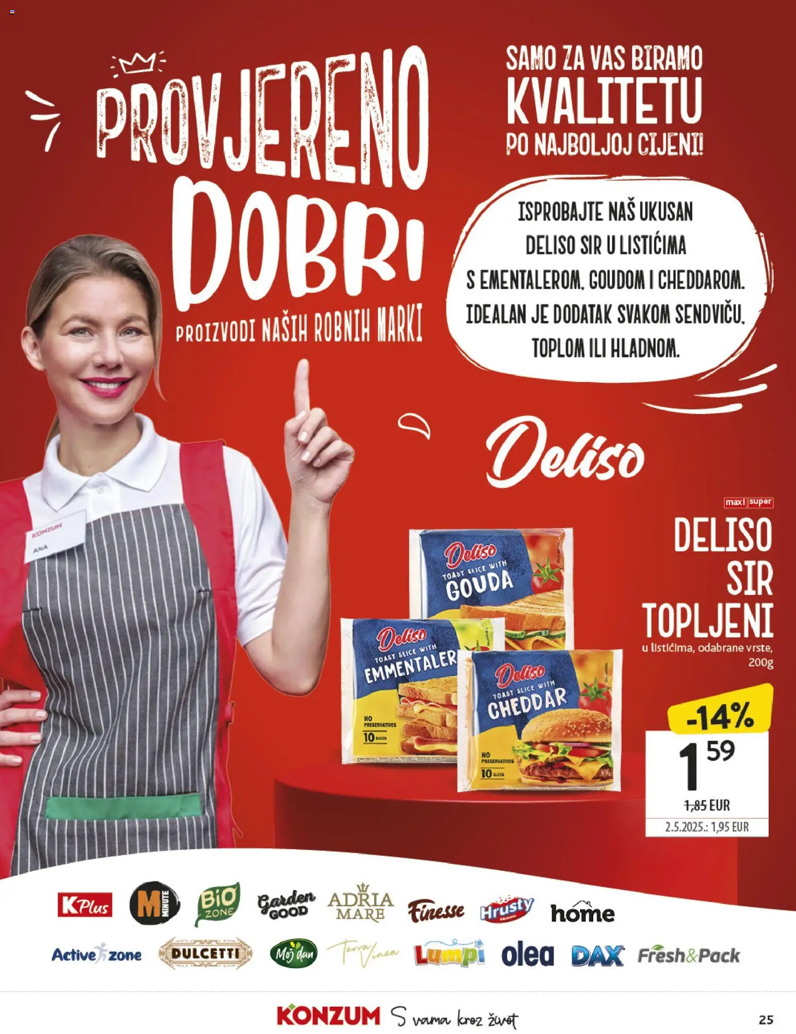 Konzum HR akciós ujság - amely érvényes a következő dátumtól: 29.10.2025 | Oldal: 25 | Termékek: Gouda, Cheddar