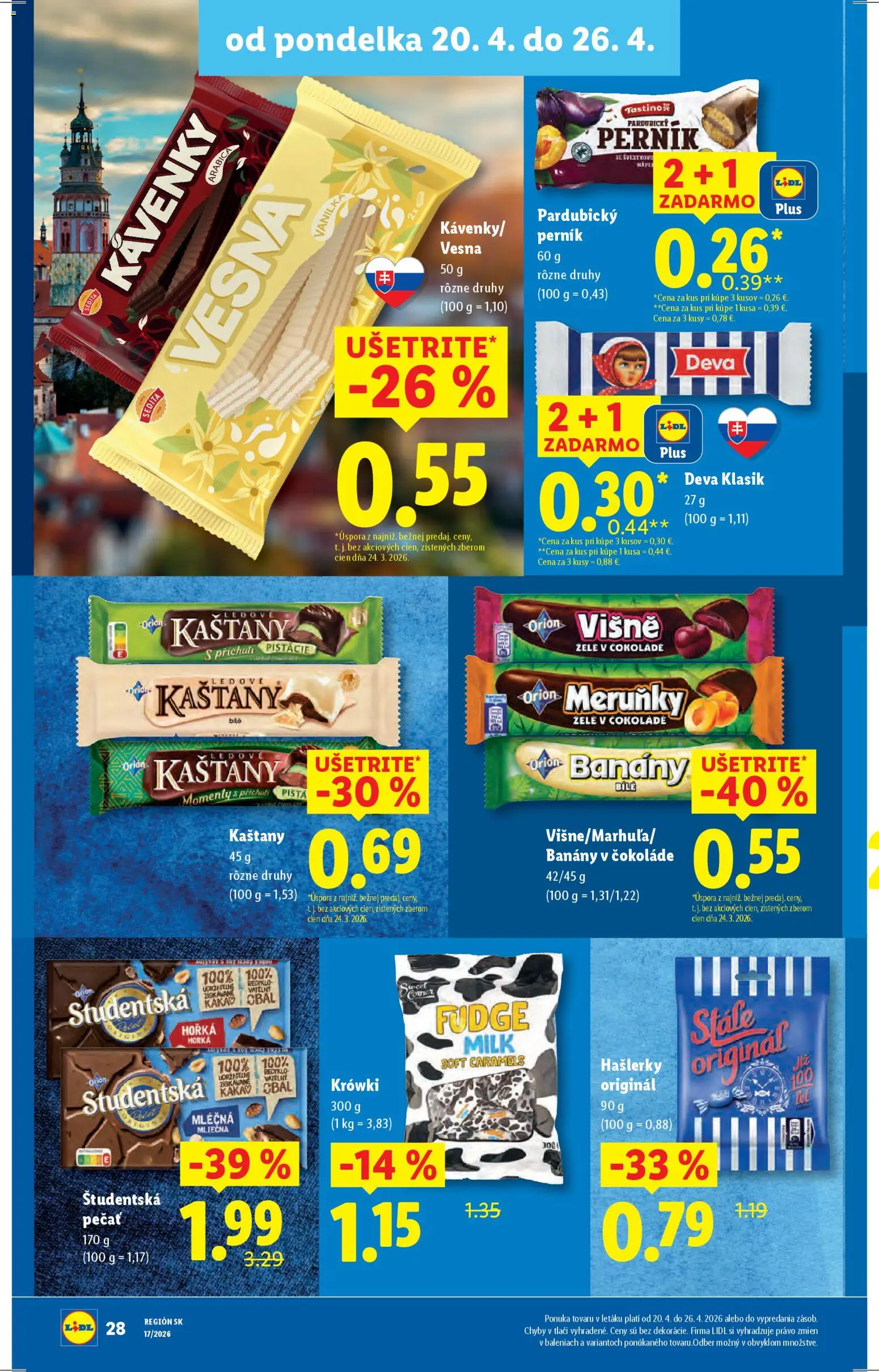 Nové Lidl akcie – leták je platný od 20.04.2026 | Strana: 31 | Produkty: Študentská pečať, Pistácie, Višne, Kakao