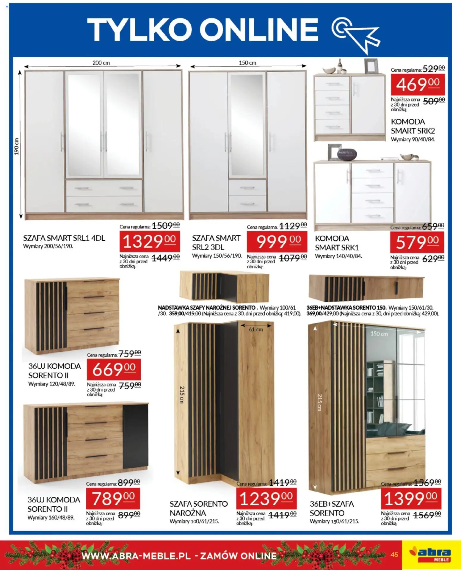 Abra meble Gazetka od 03.12.2025 | Strona: 45 | Produkty: Szafa, Komoda