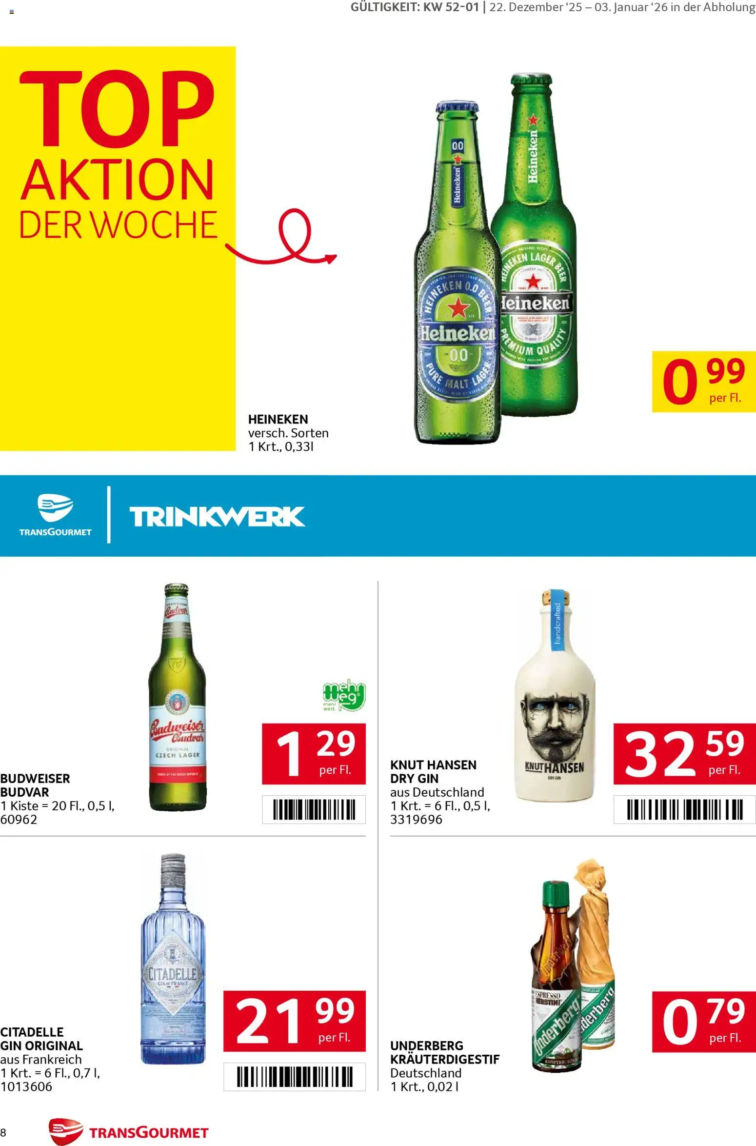 Transgourmet Flugblatt gültig ab 22.12.2025 | Seite: 8 | Produkte: Gin