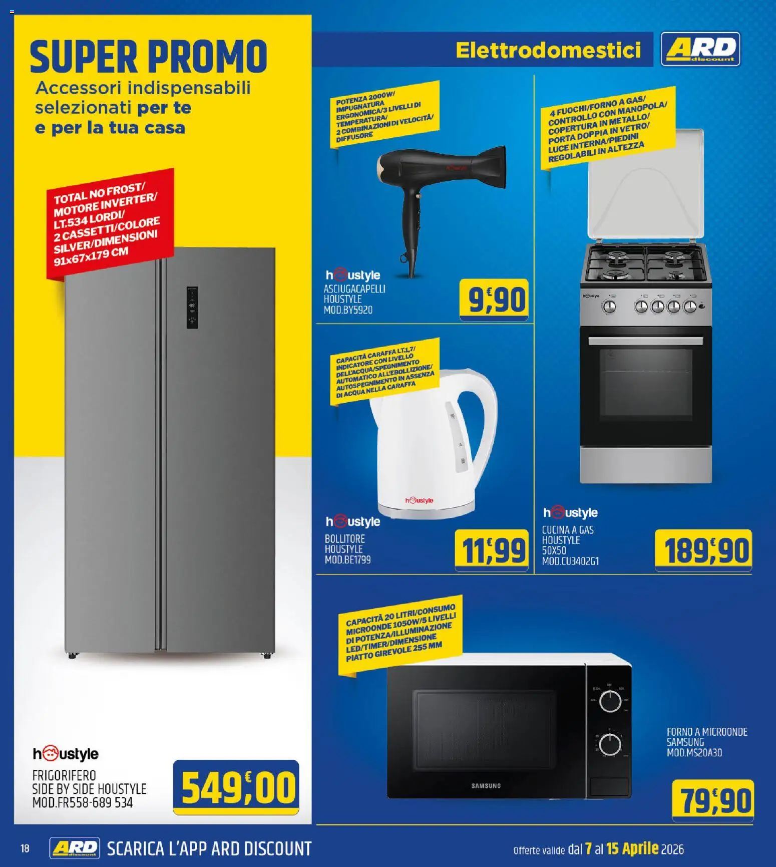 Volantino ARD Discount del 07.04.2026 | Pagina: 18 | Prodotti: Forno a microonde, Forno, Asciugacapelli, Samsung